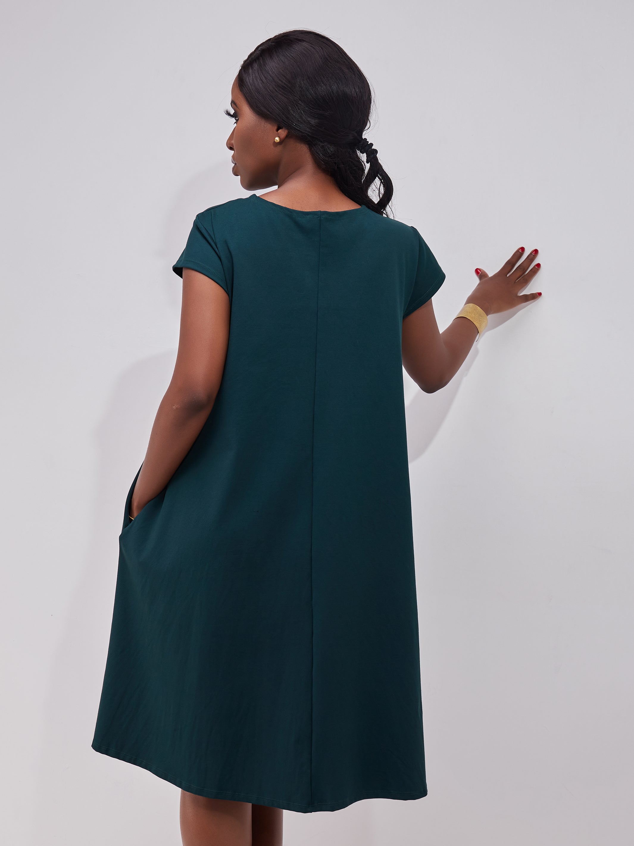 Vivo Sierra Tent Knee Length Dress - Dark Green