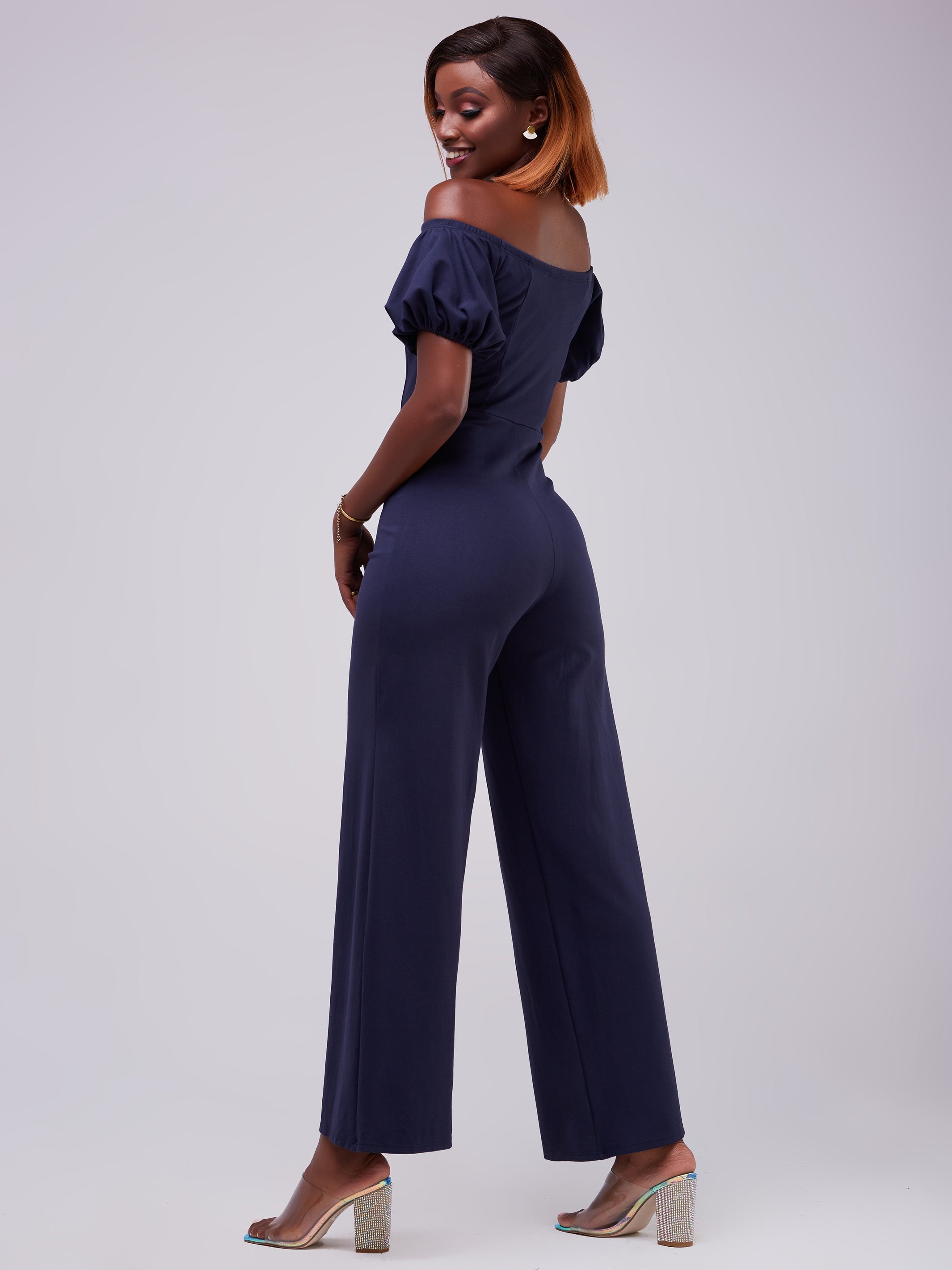 Vivo Zari Puff Sleeve Jumpsuit - Navy Blue