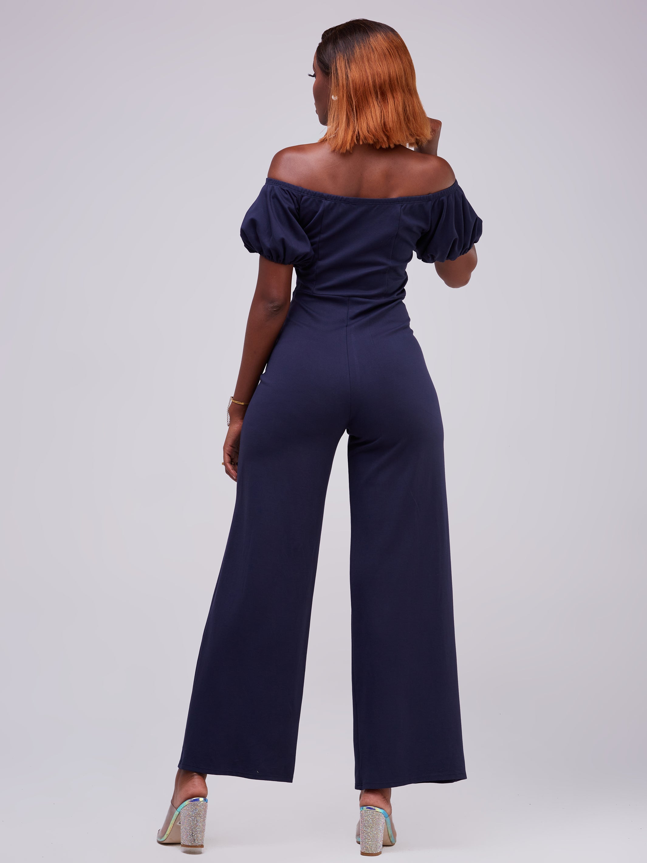 Vivo Zari Puff Sleeve Jumpsuit - Navy Blue