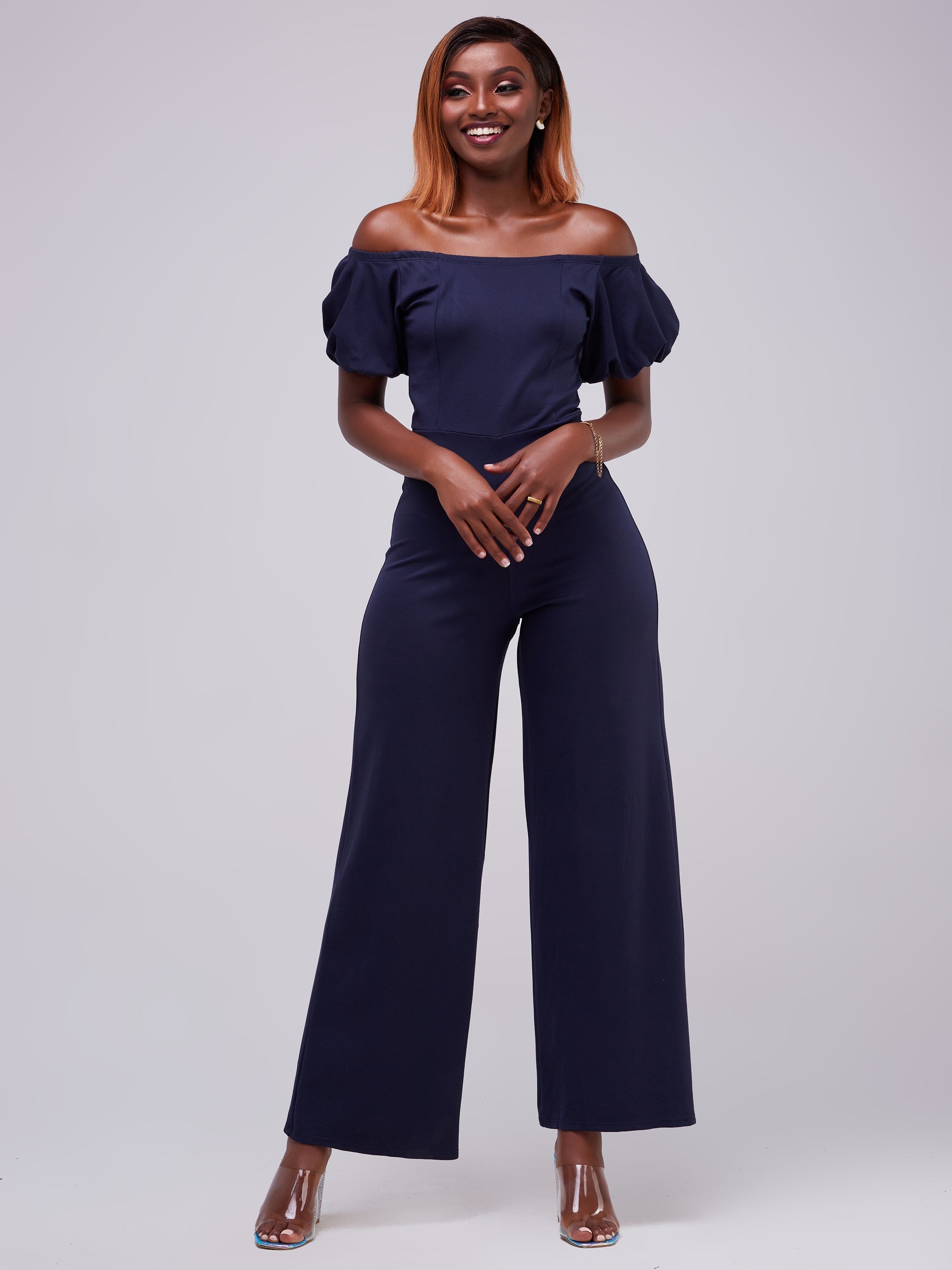 Vivo Zari Puff Sleeve Jumpsuit - Navy Blue