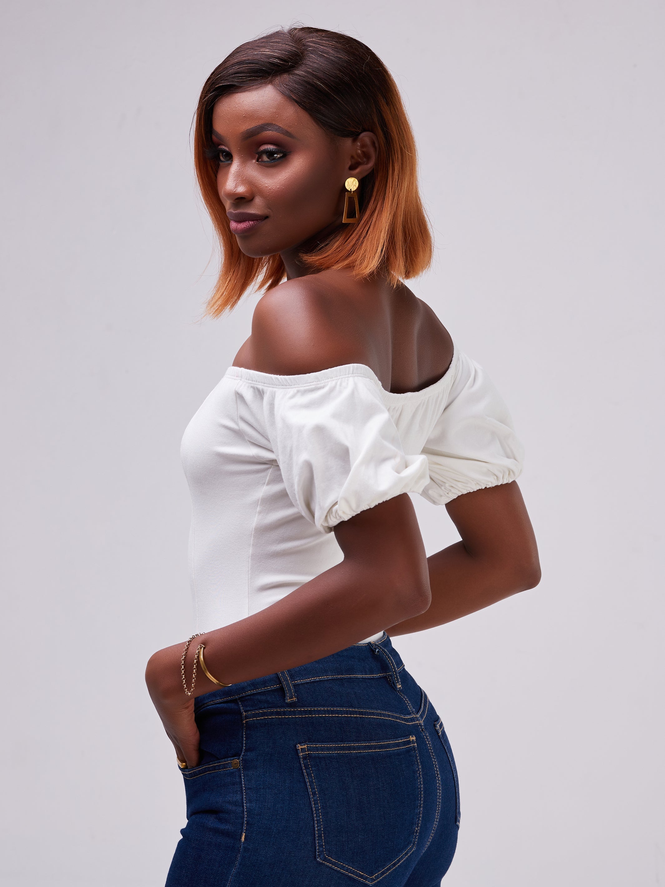 Vivo Zari Puff Sleeved Bodysuit - White