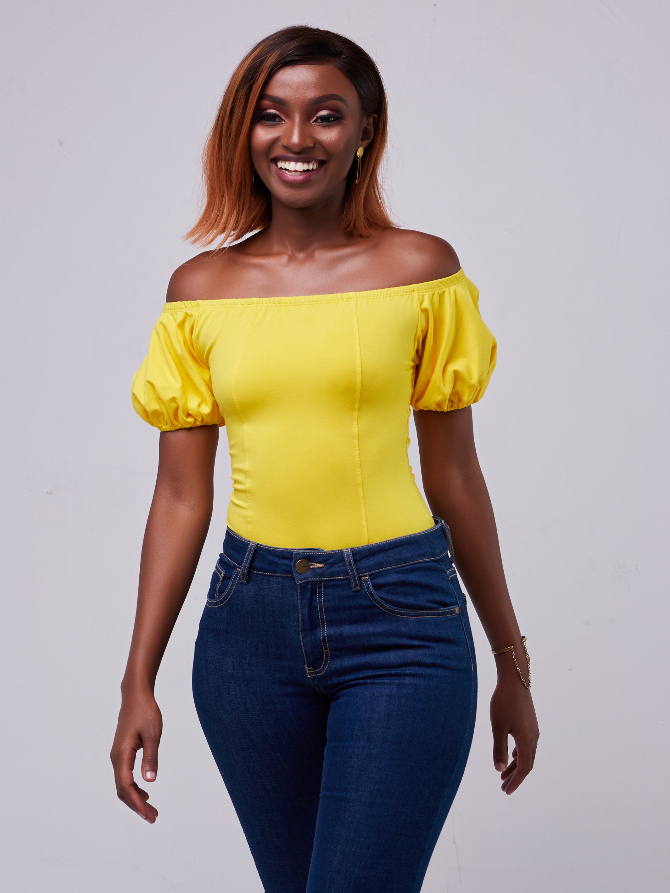 Vivo Zari Puff Sleeved Bodysuit - Yellow