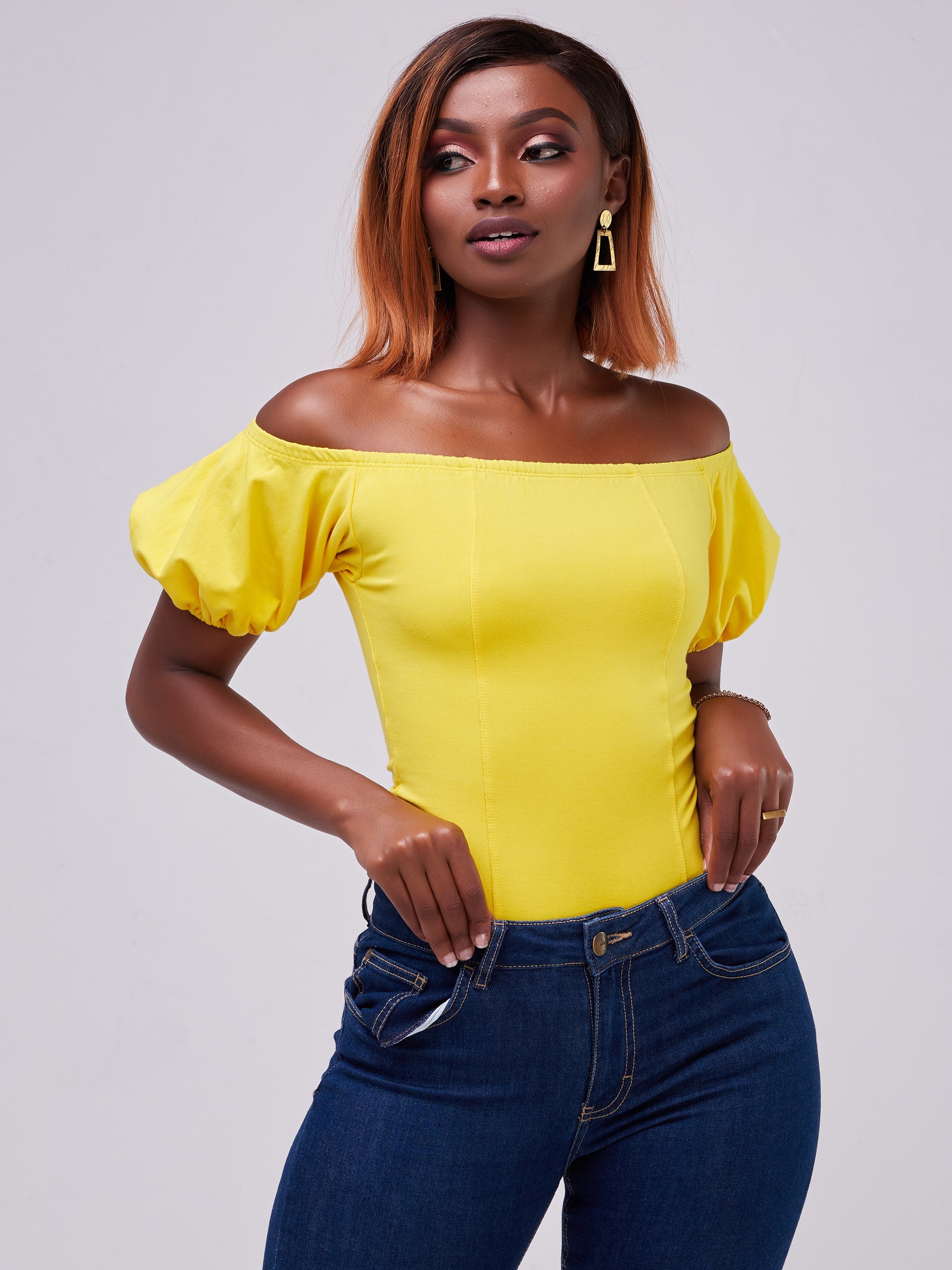 Vivo Zari Puff Sleeved Bodysuit - Yellow