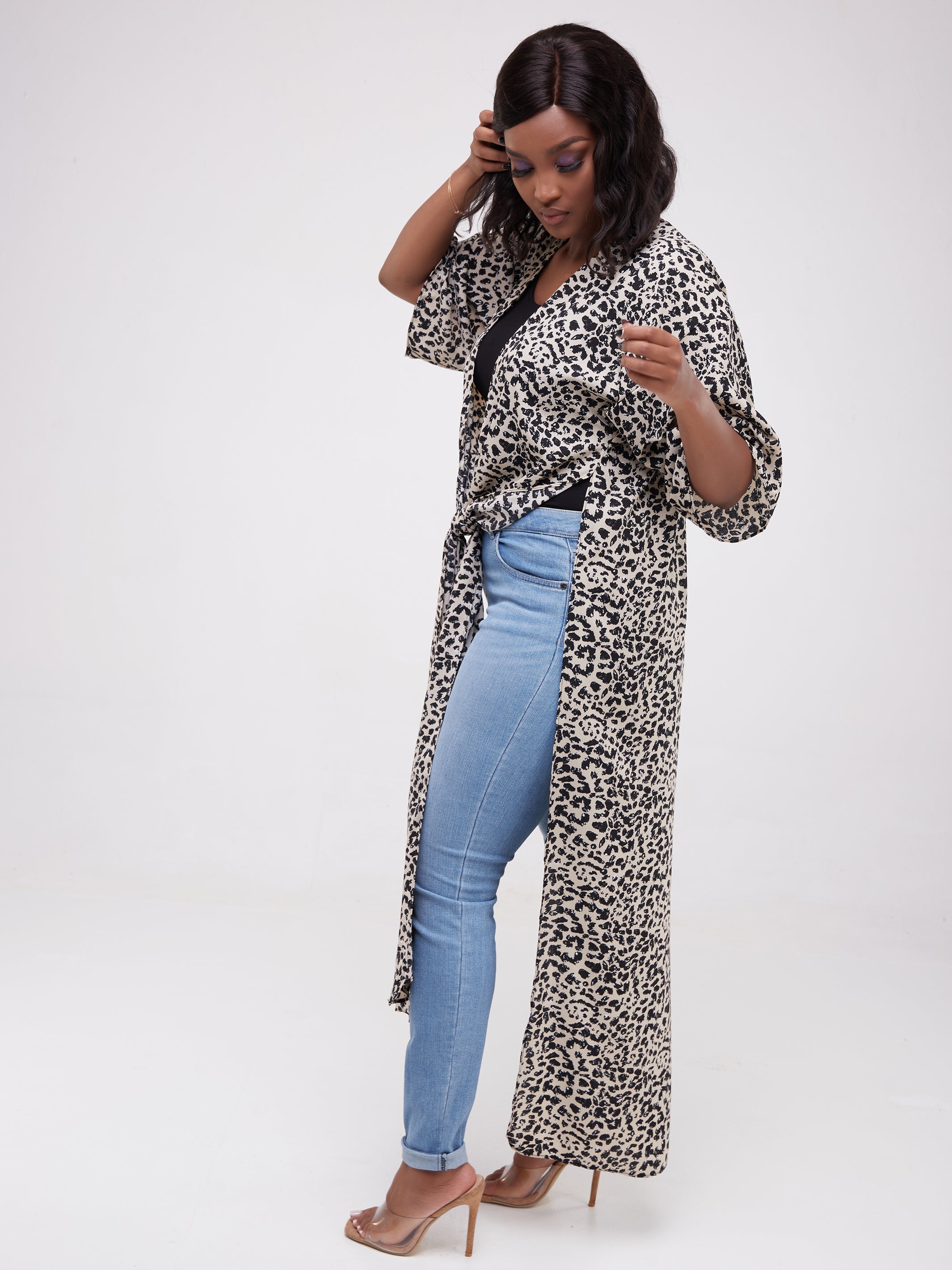 Safari Naima Kimono - Black / Buttermilk Print