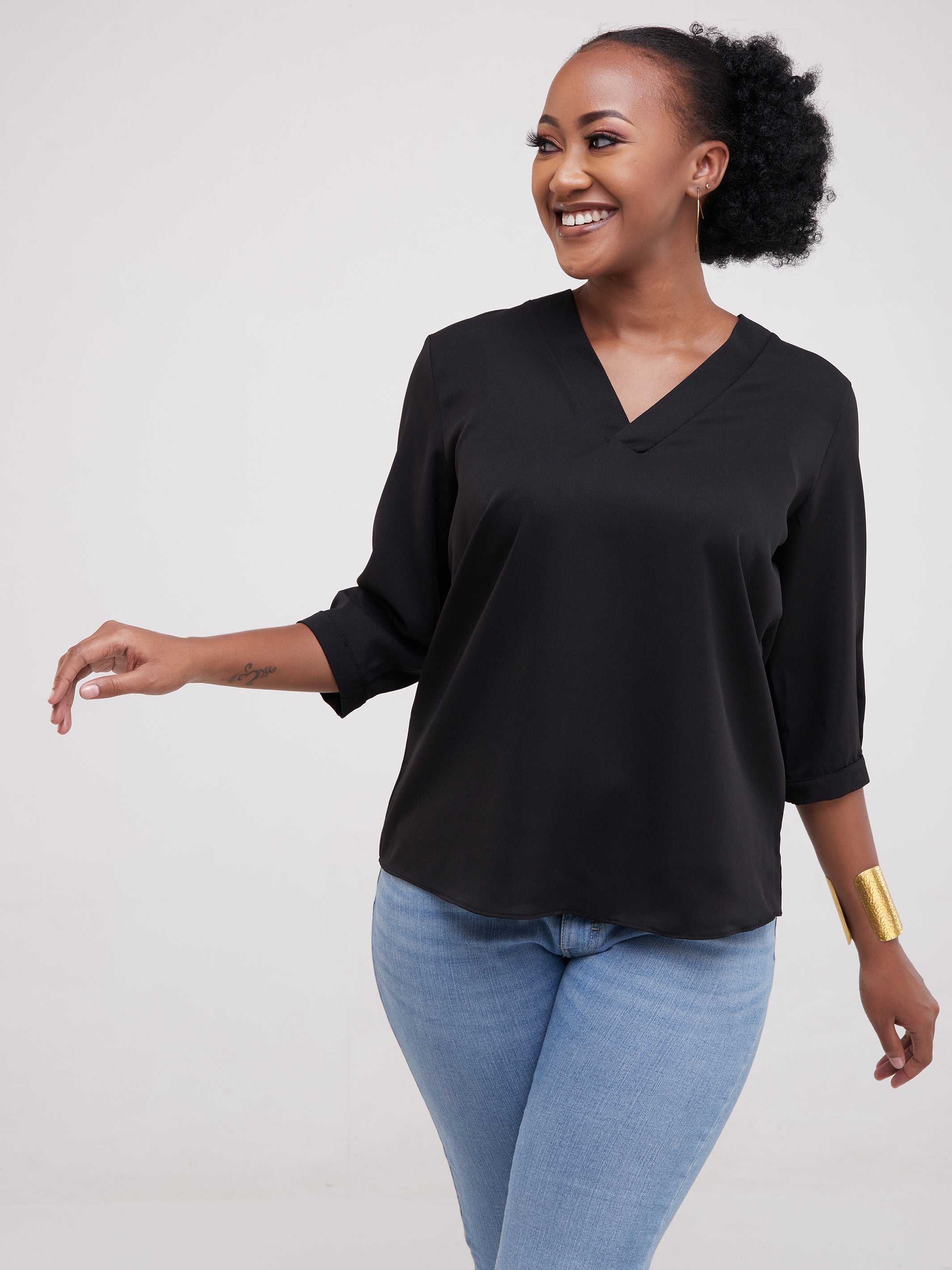 Vivo J.O 3/4 Sleeve Top - Black