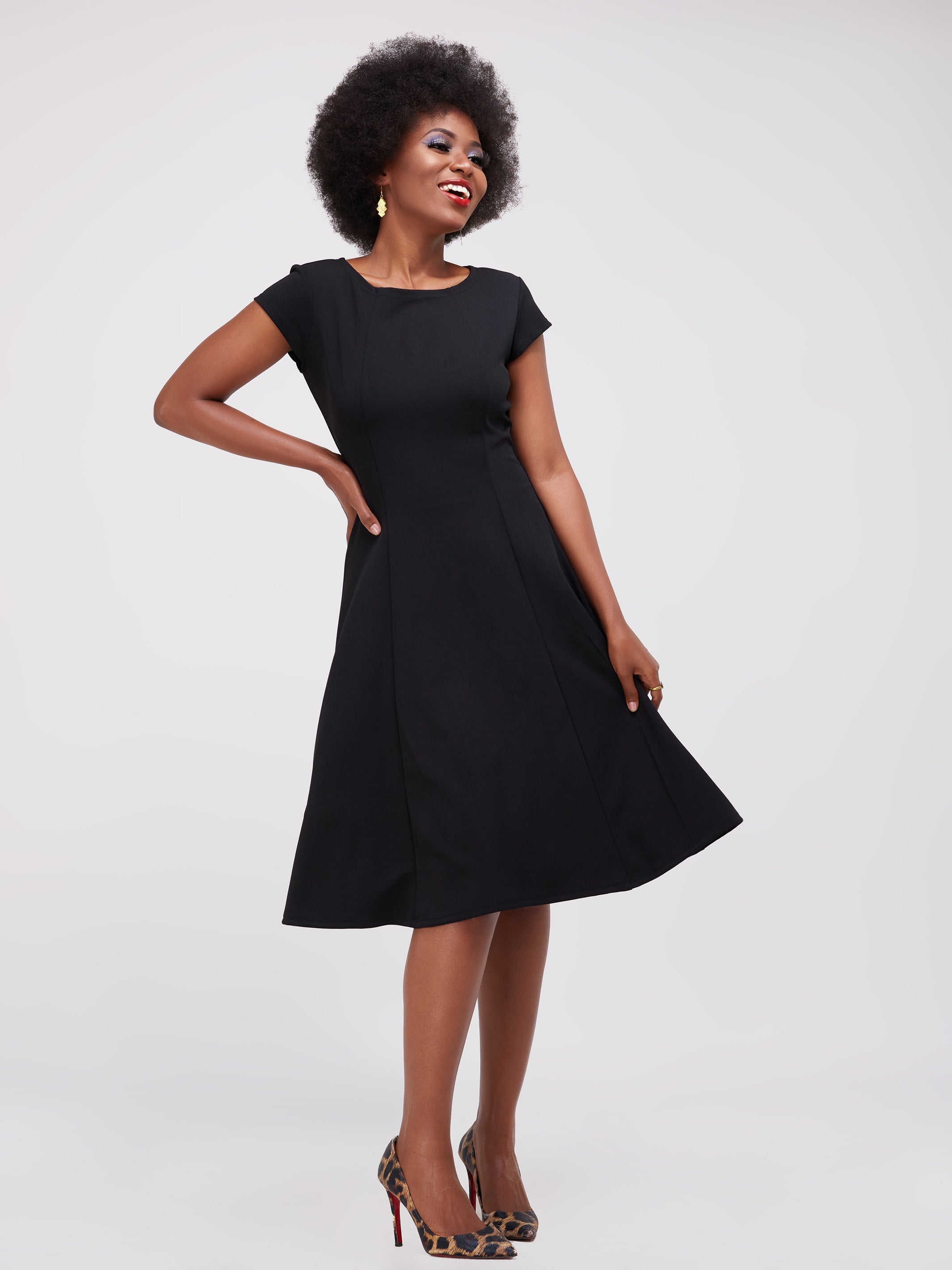 Vivo Basic Escape A-Line Dress - Black