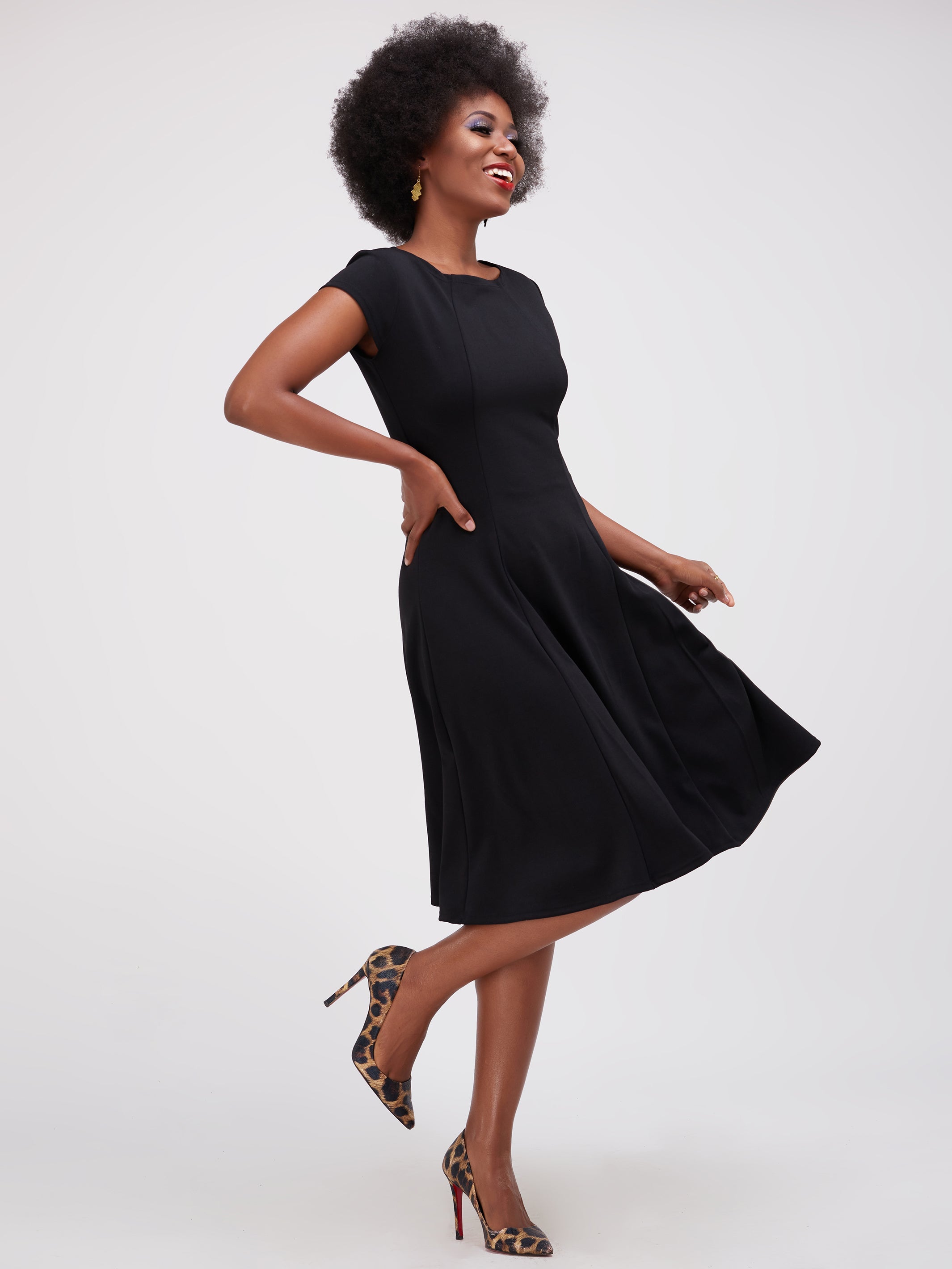 Vivo Basic Escape A-Line Dress - Black