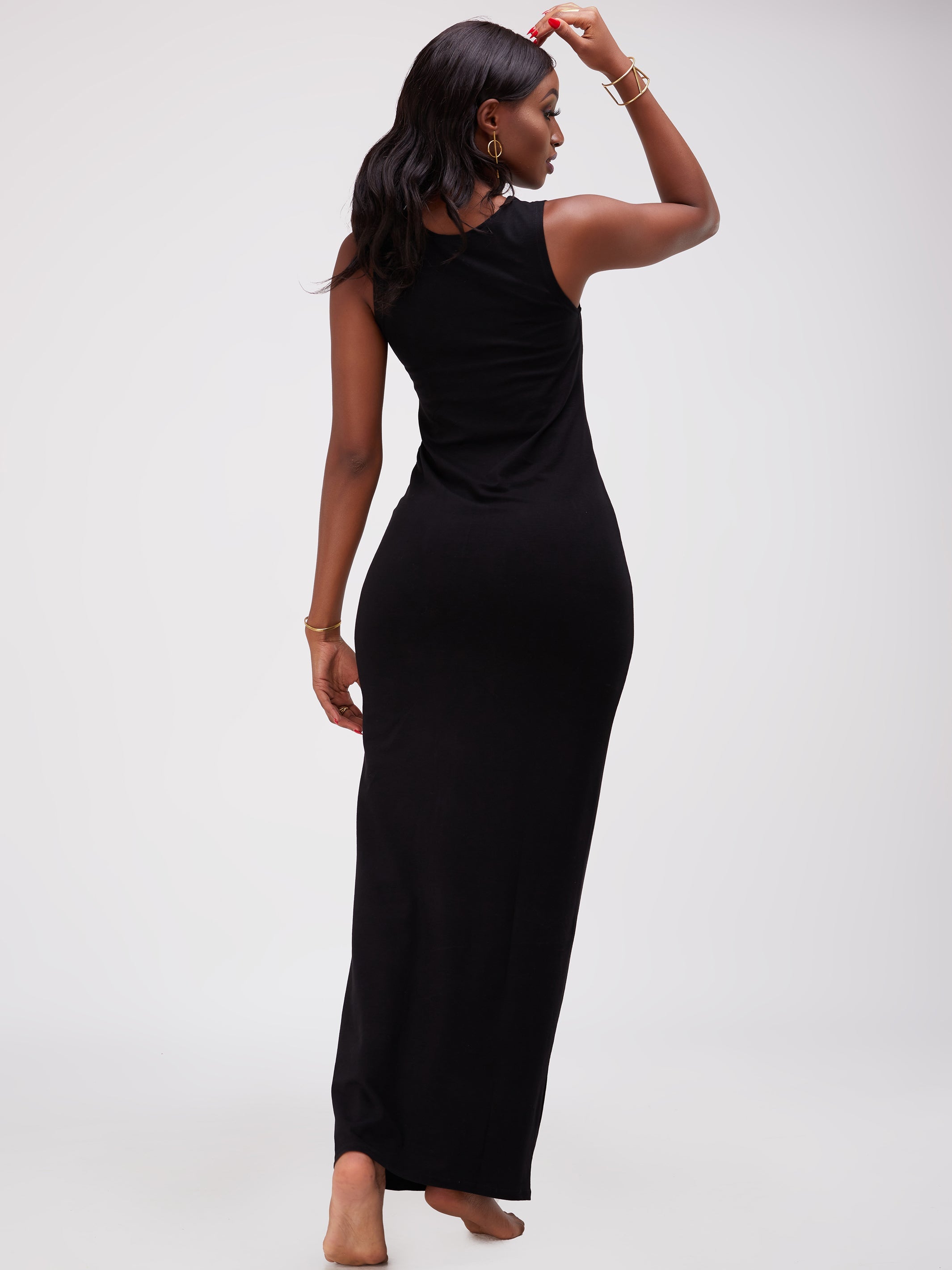 Vivo Basic Straight Maxi Dress - Black