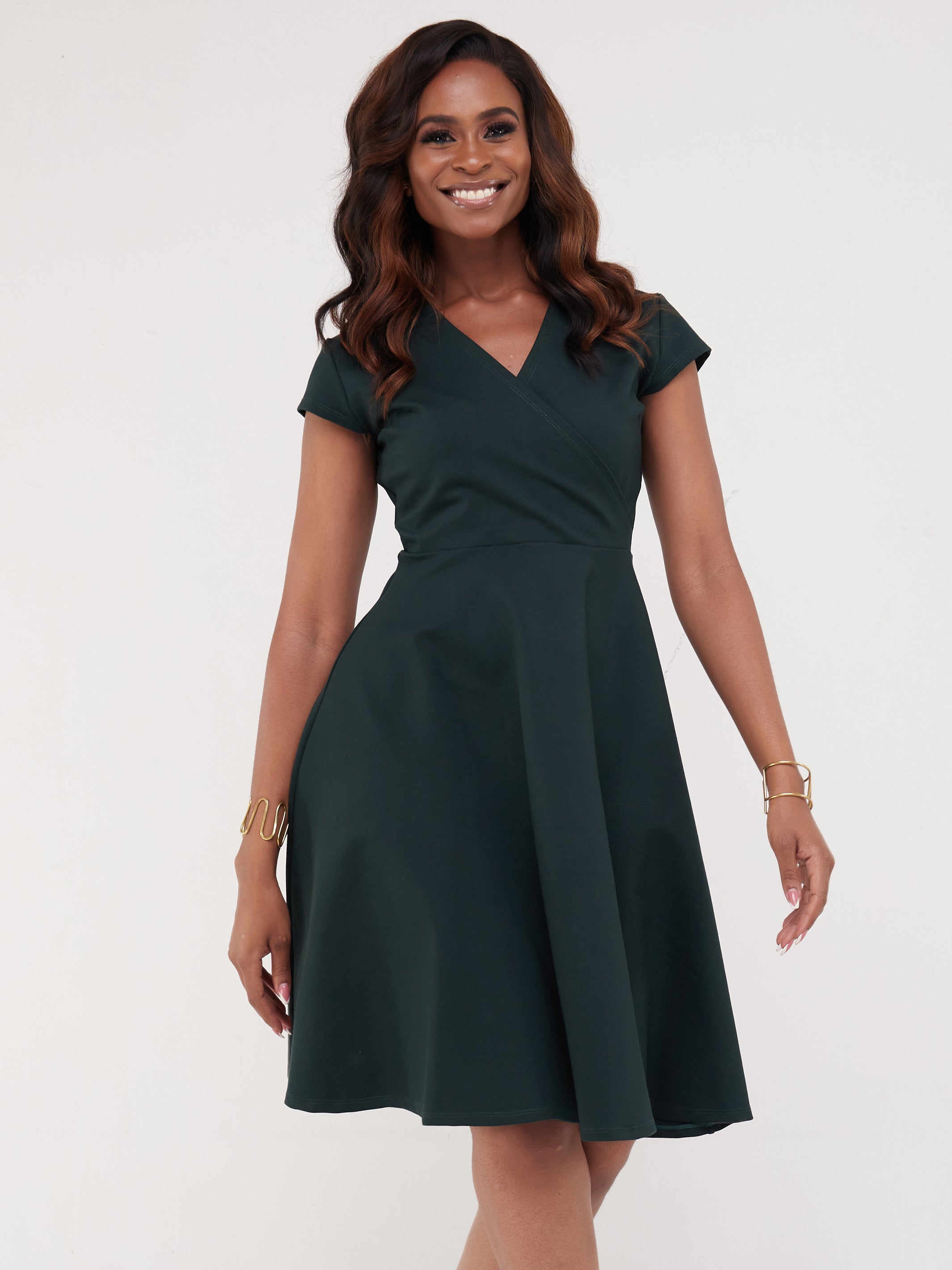 Vivo Zanzi Wrap Circular Dress - Dark Green