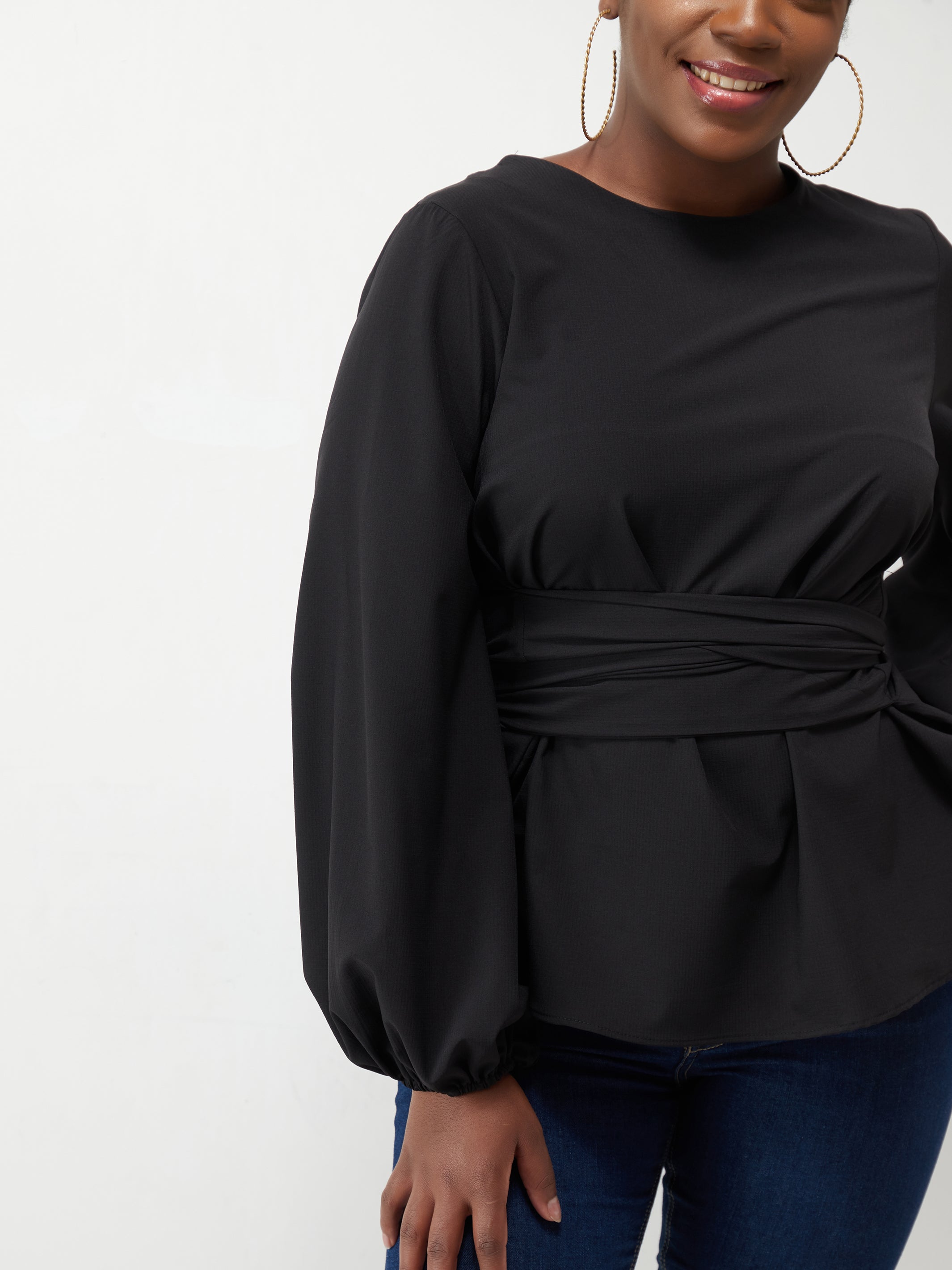 Vivo Basic Crepe Tie Top - Black