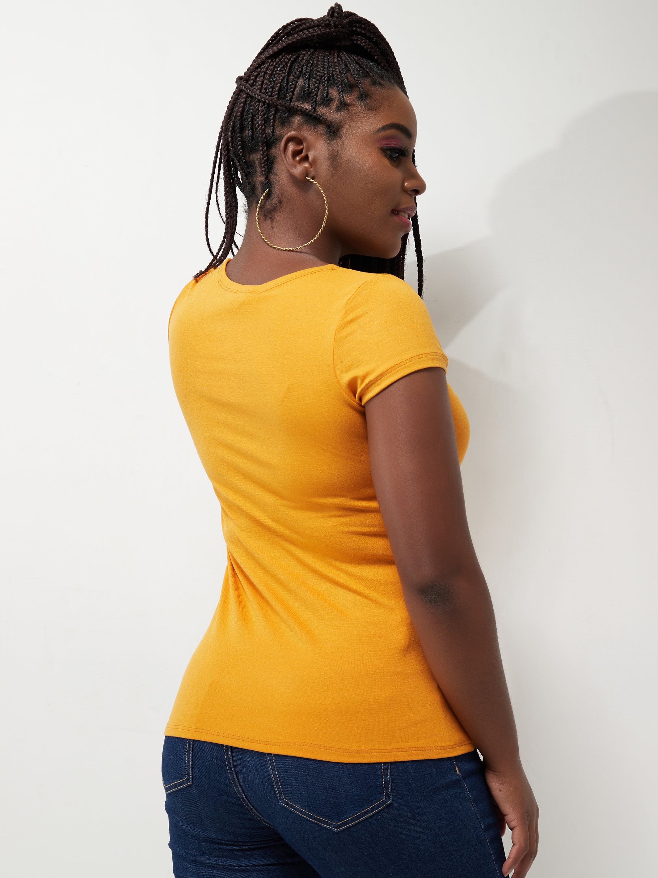 Vivo Basic Val Cap Sleeve Top - Mustard