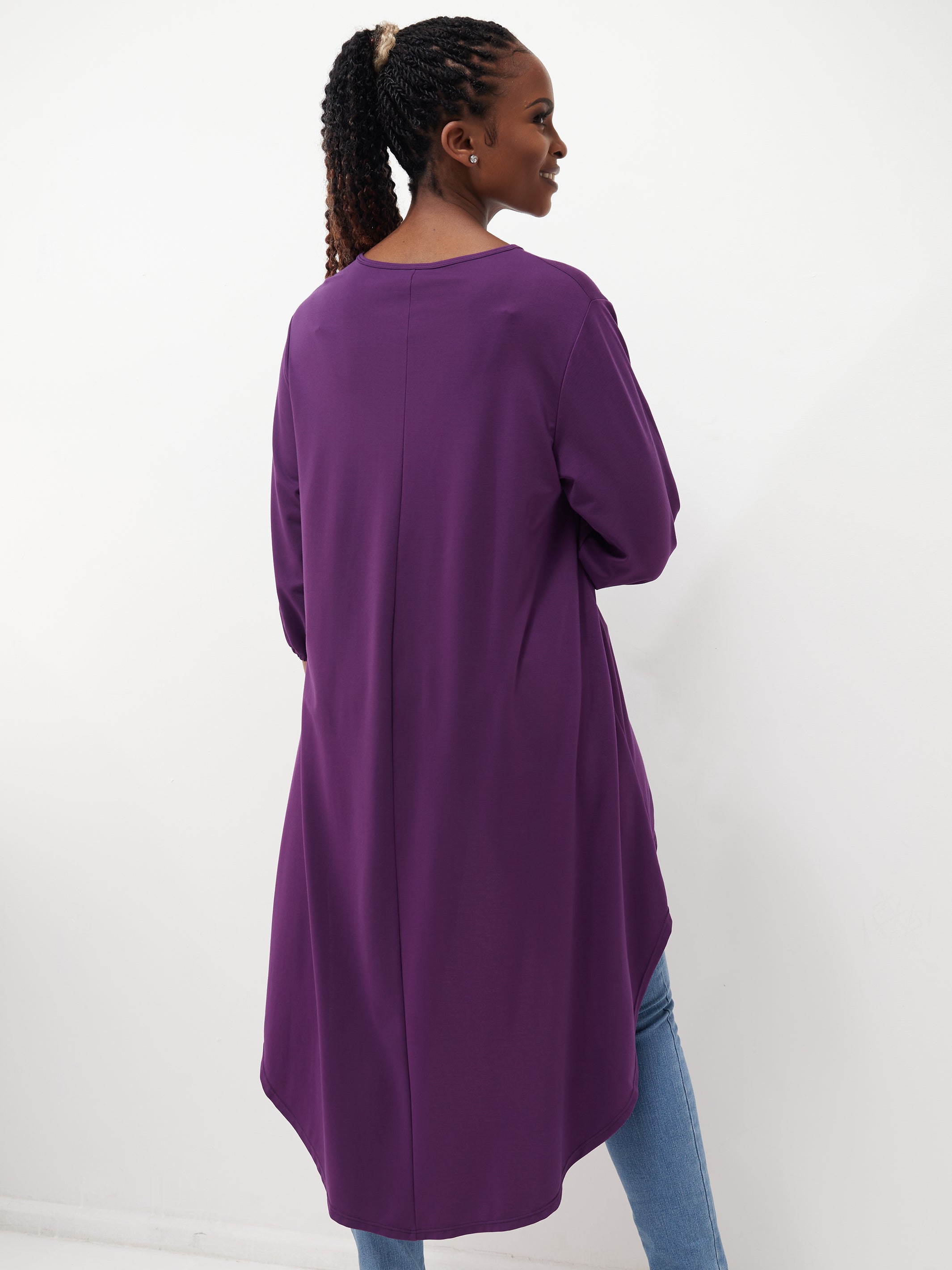 Vivo Basic Nalia High Low Jersey Top - Purple