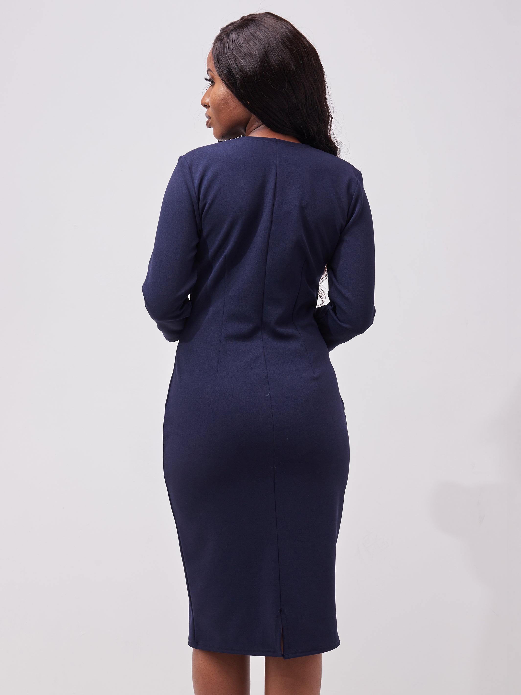 Vivo J.O V-Neck Sheath Dress - Navy Blue