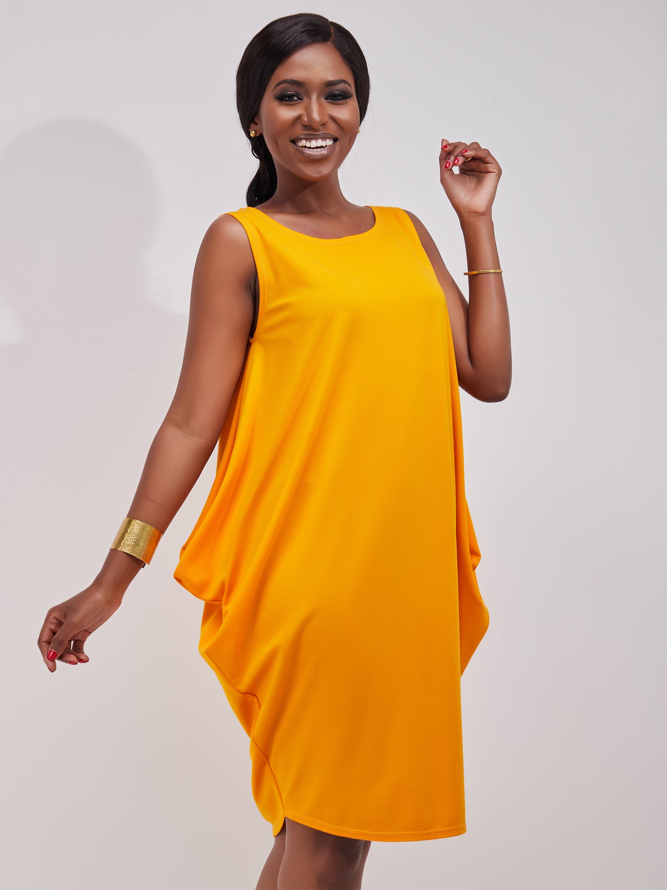 Vivo Salma Knee Length Dress - Mustard