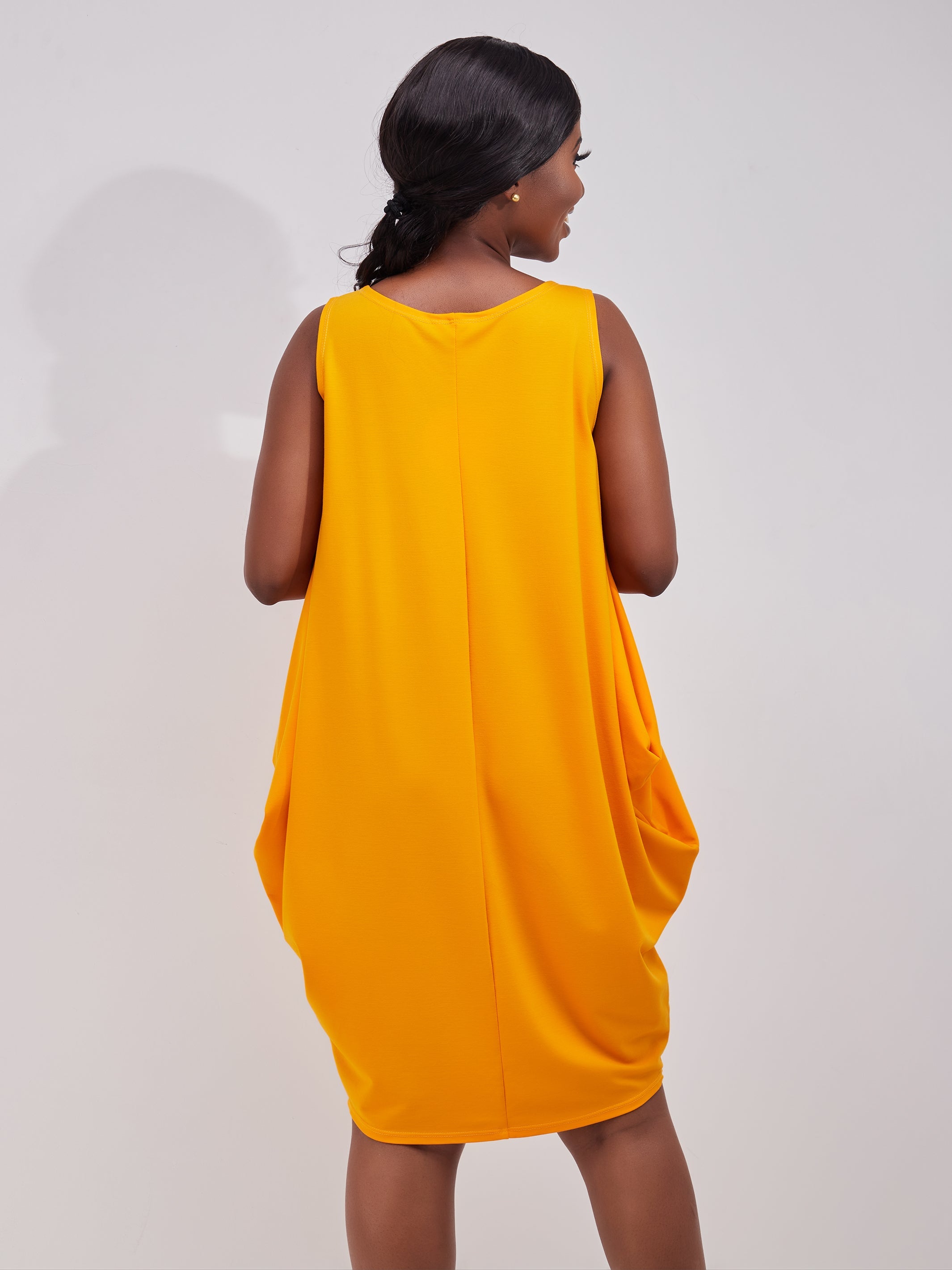 Vivo Salma Knee Length Dress - Mustard