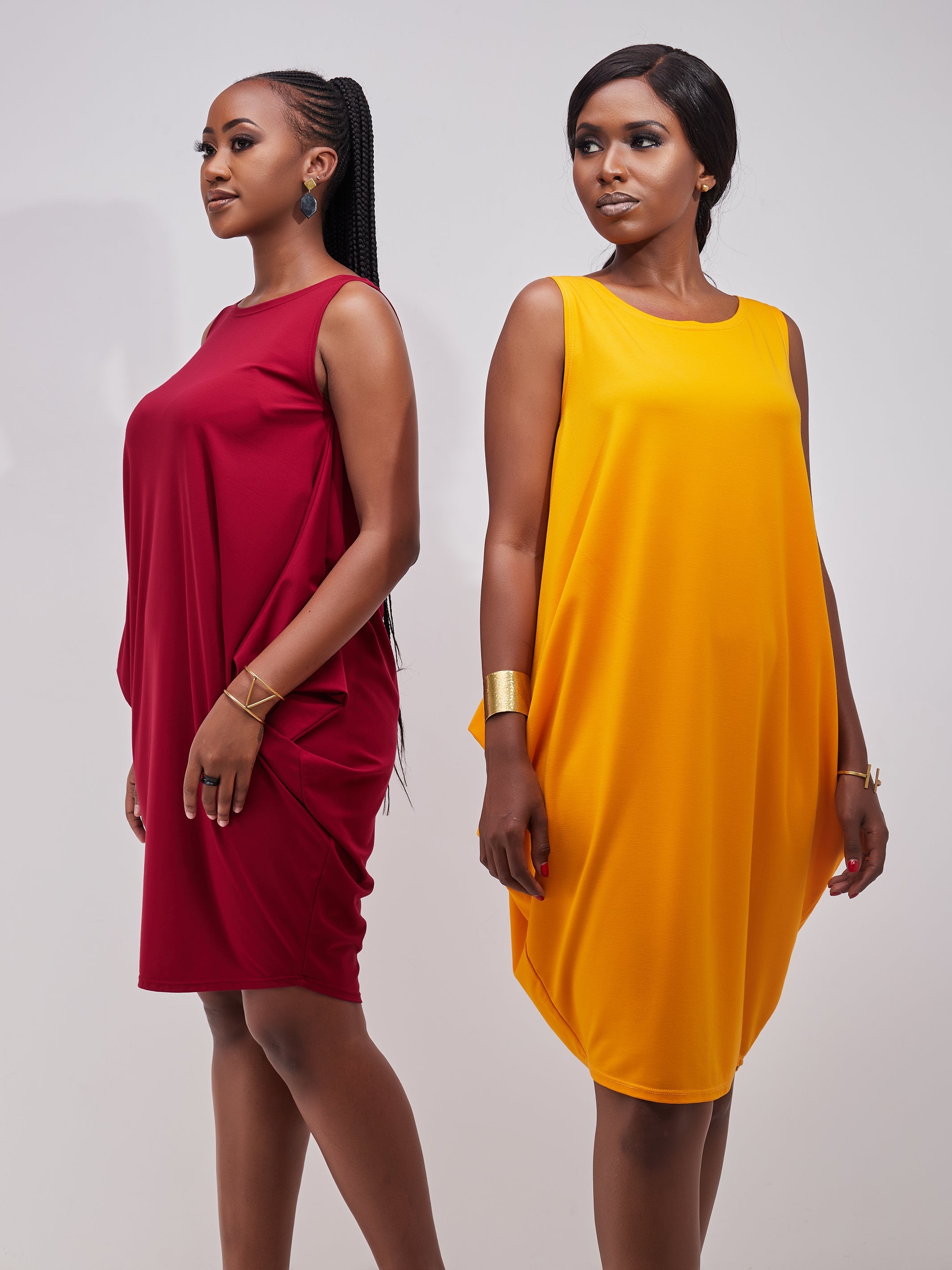 Vivo Salma Knee Length Dress - Mustard