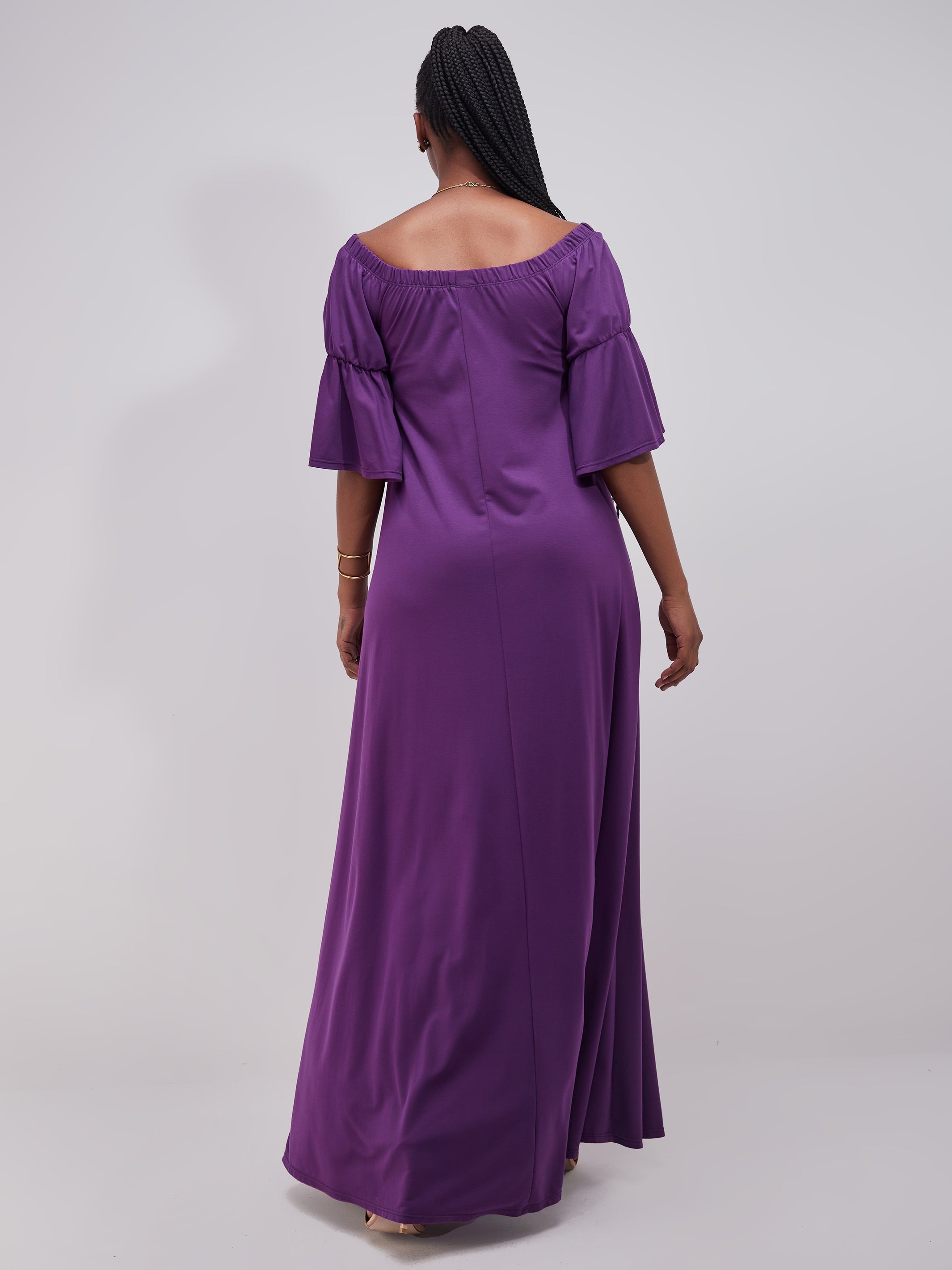 Vivo Lindi Off Shoulder Maxi Dress - Purple