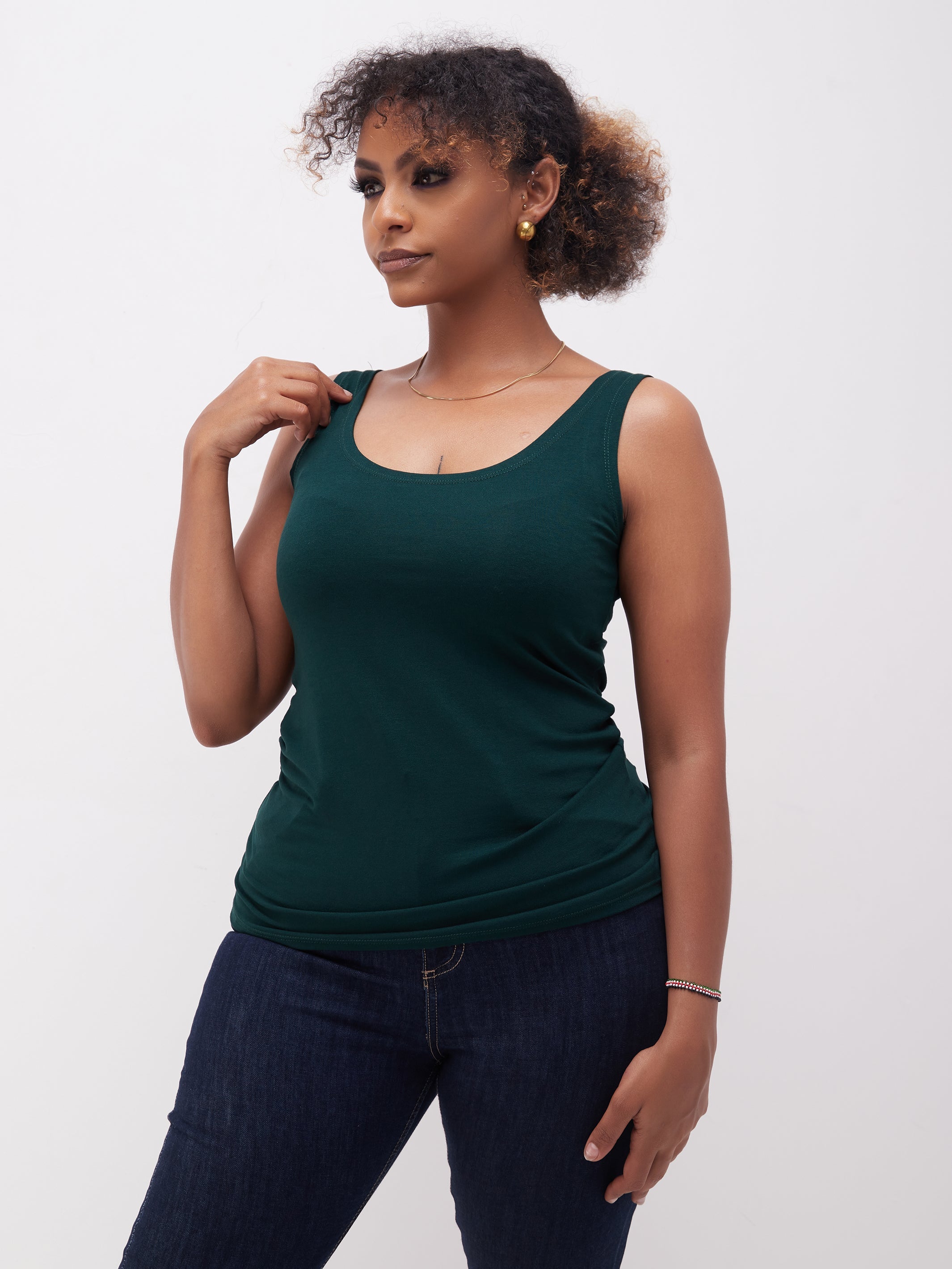 Zoya Basic Tank Top - Dark Green