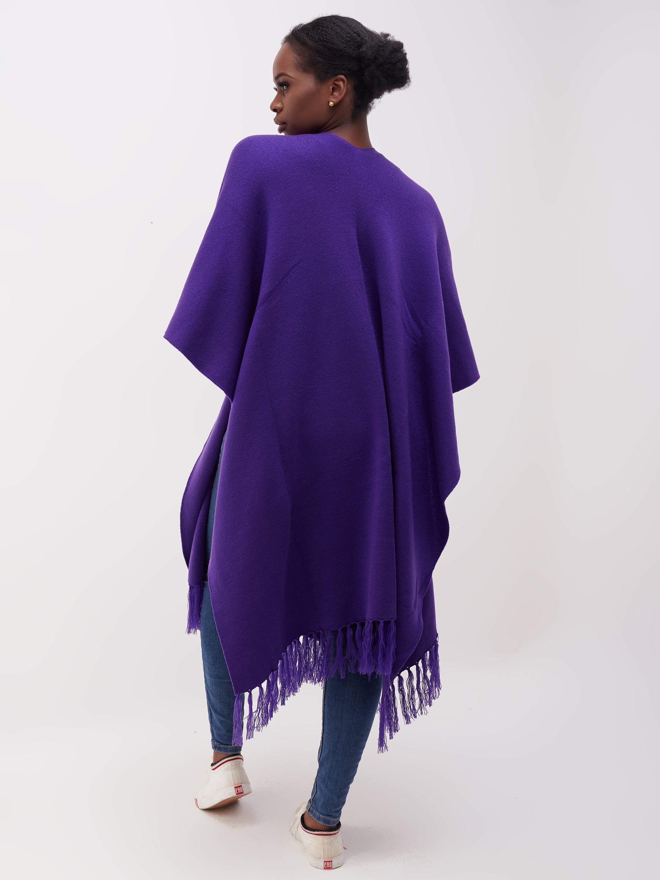 Vivo Basic Double Layered Wrap Poncho - Purple