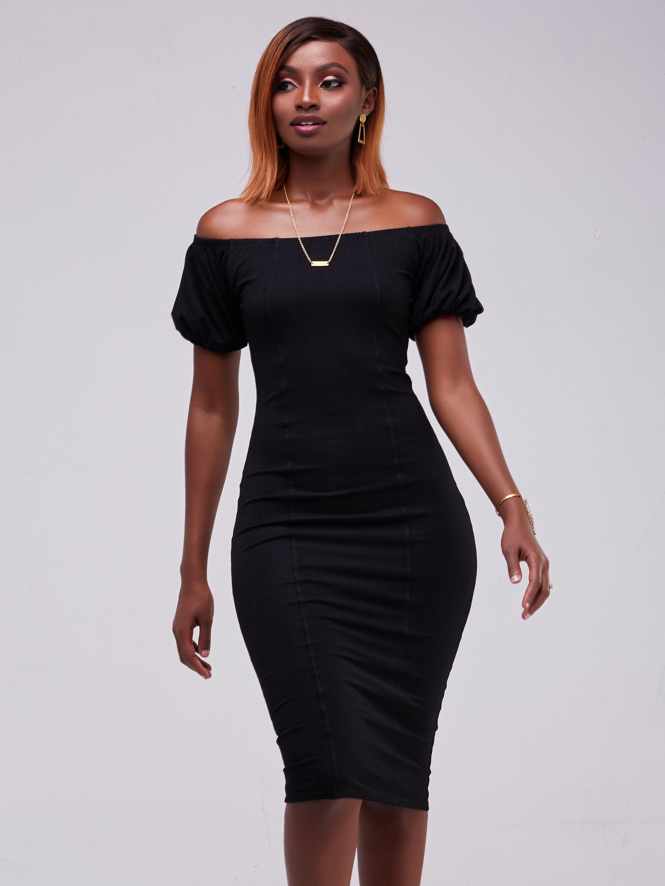 Vivo Zari Puff Sleeve Bodycon - Black