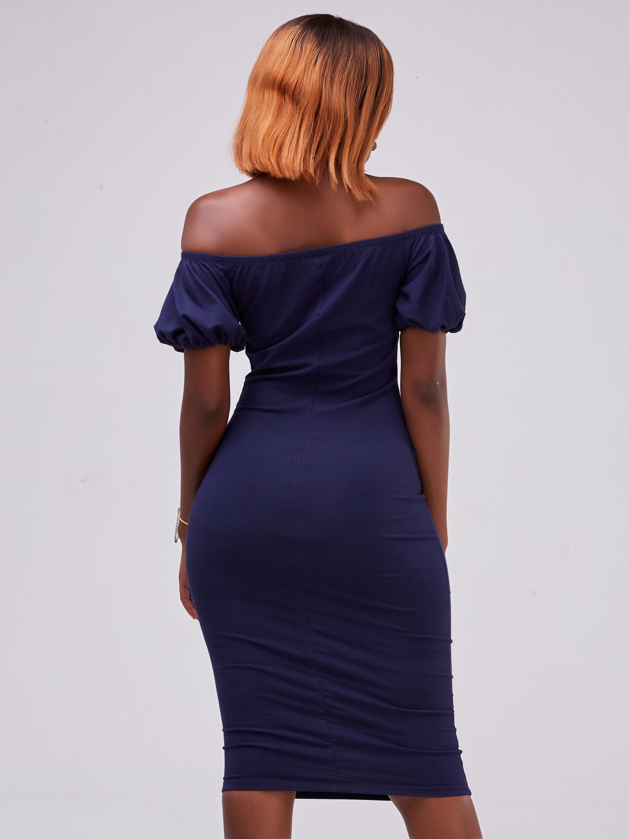 Vivo Zari Puff Sleeve Bodycon - Navy Blue