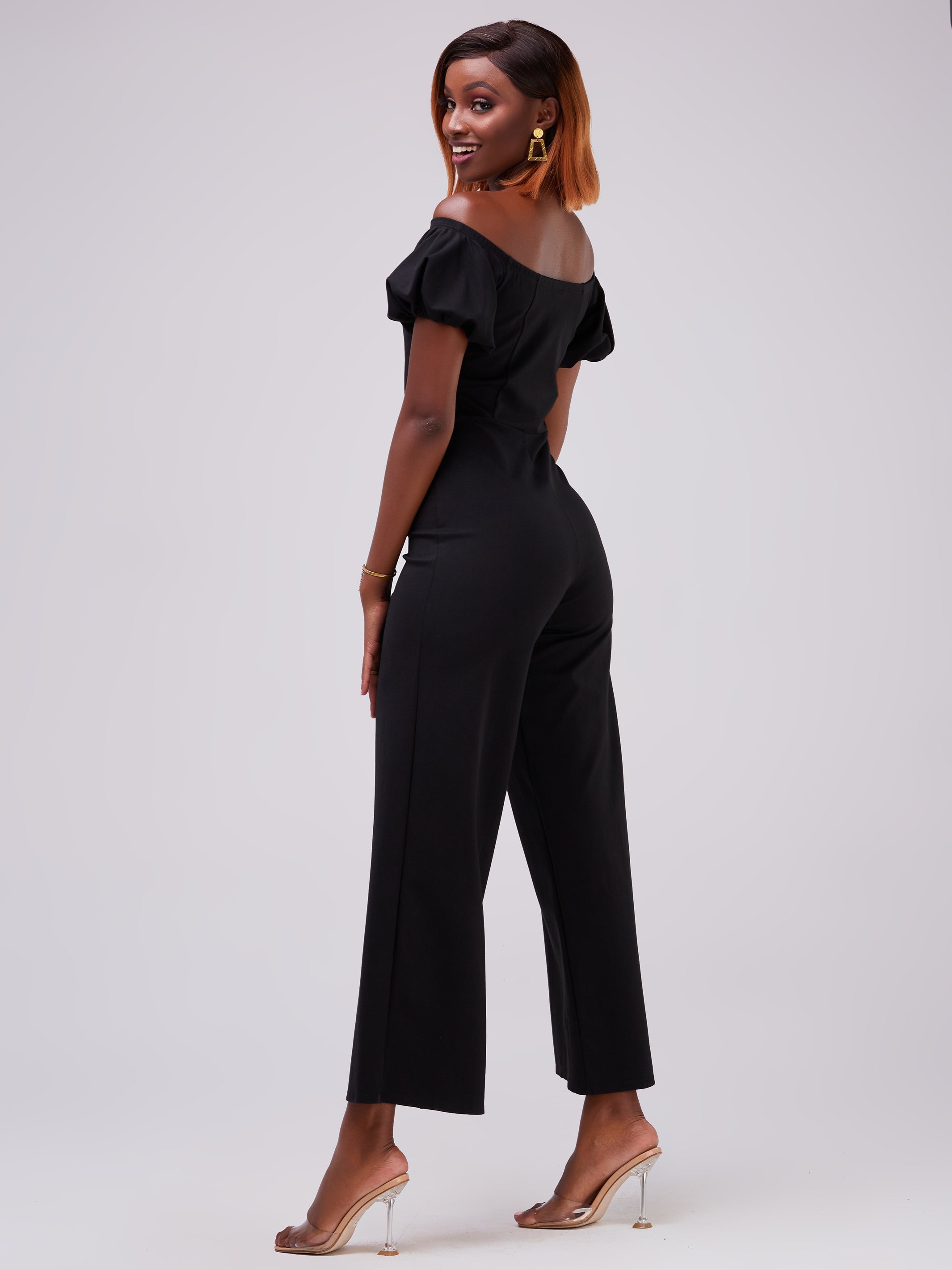 Vivo Zari Puff Sleeve Jumpsuit - Black