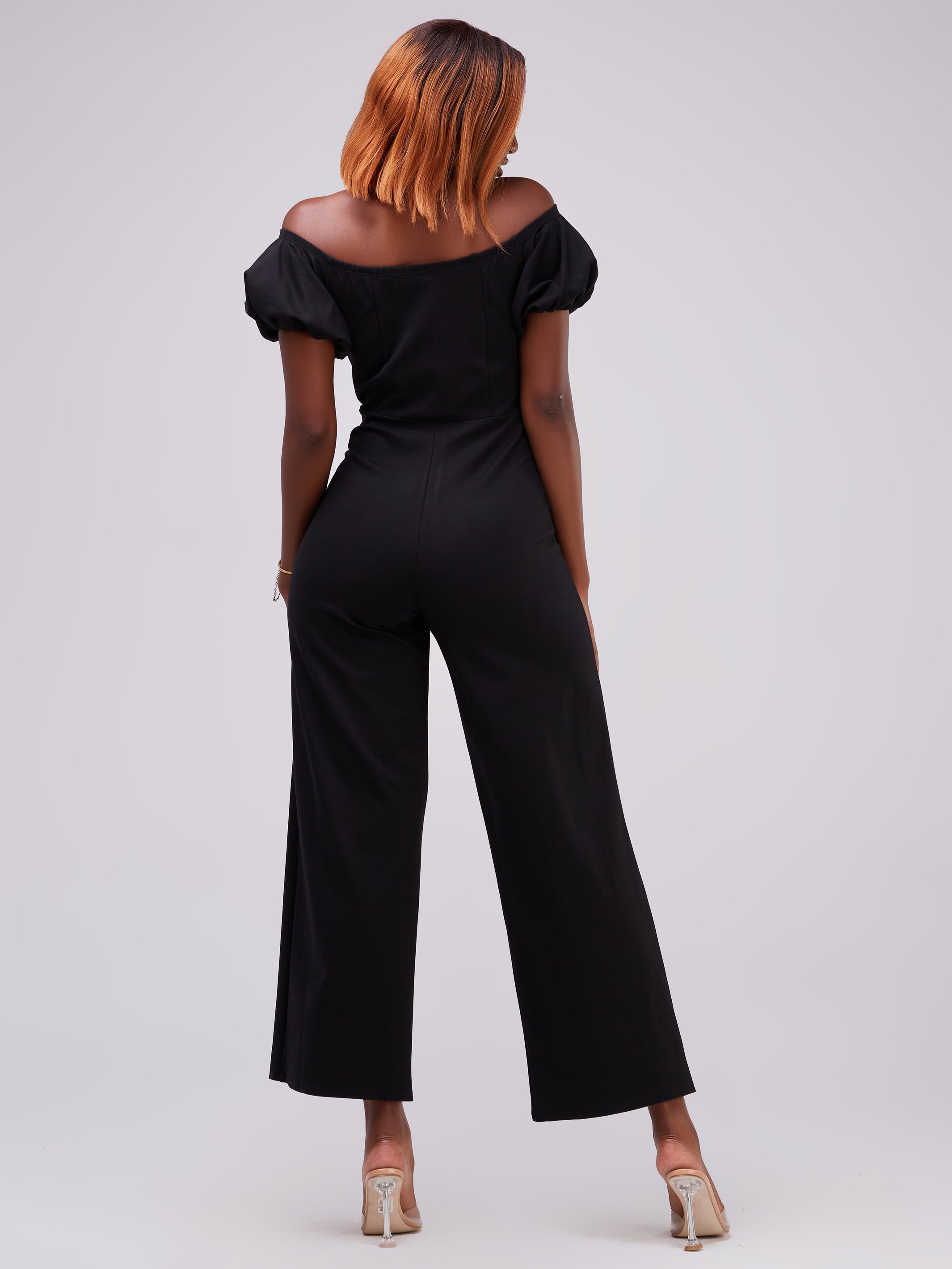 Vivo Zari Puff Sleeve Jumpsuit - Black