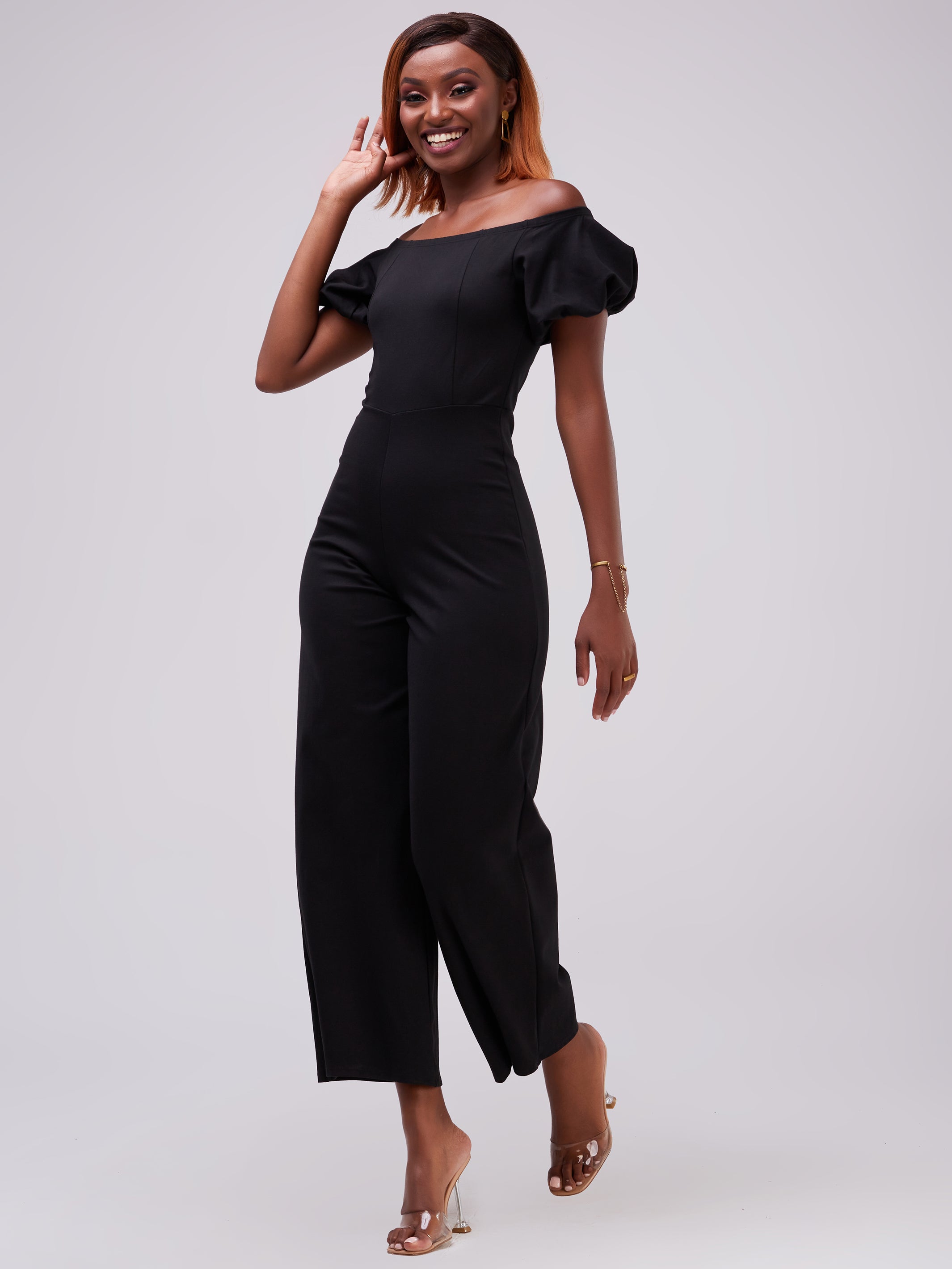 Vivo Zari Puff Sleeve Jumpsuit - Black