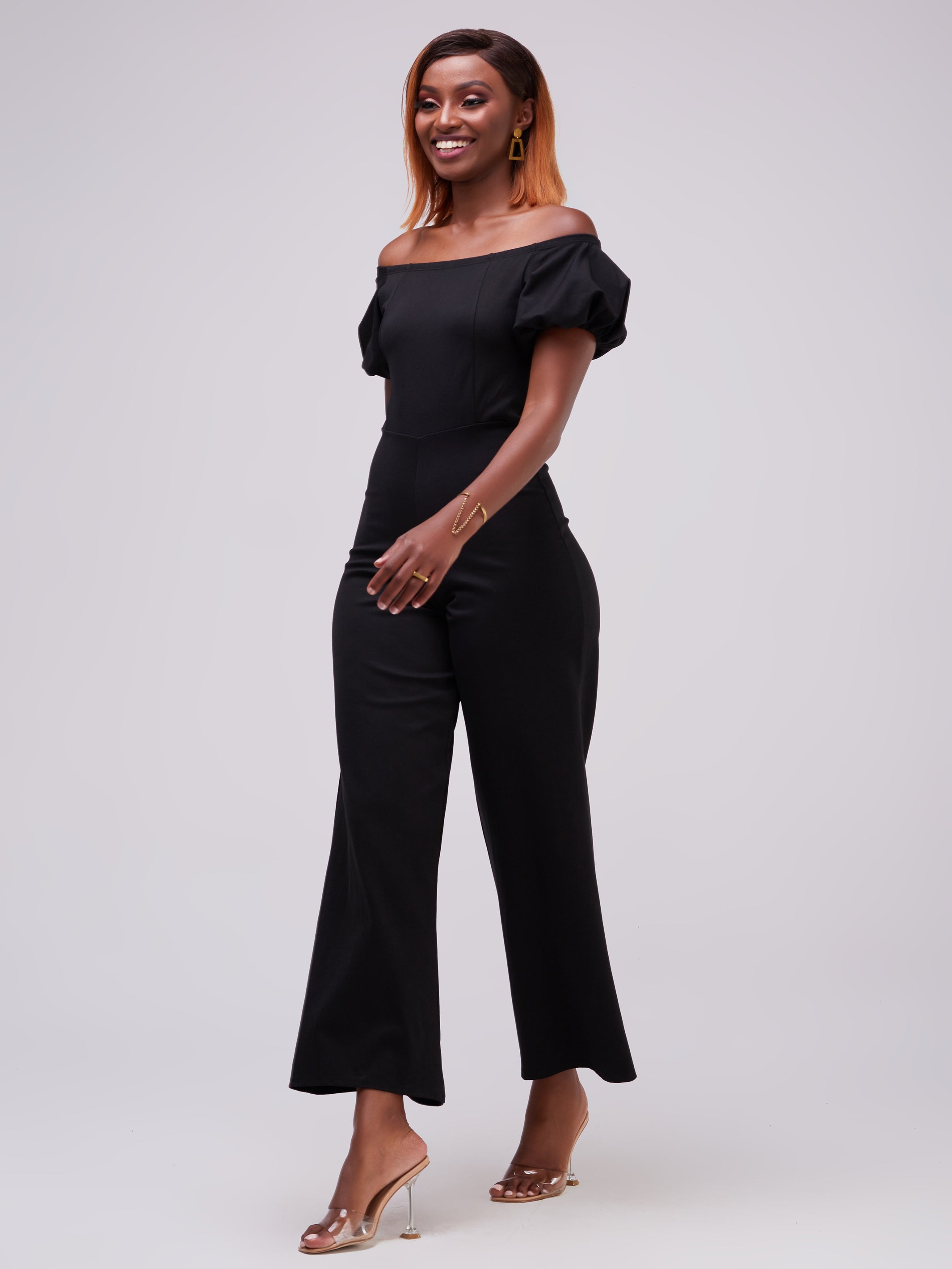 Vivo Zari Puff Sleeve Jumpsuit - Black