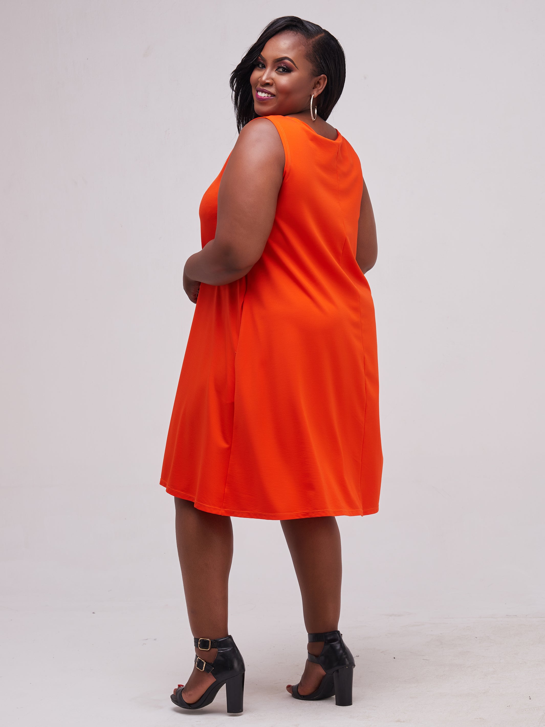 Vivo Basic Sleeveless Kena Tent Dress - Orange