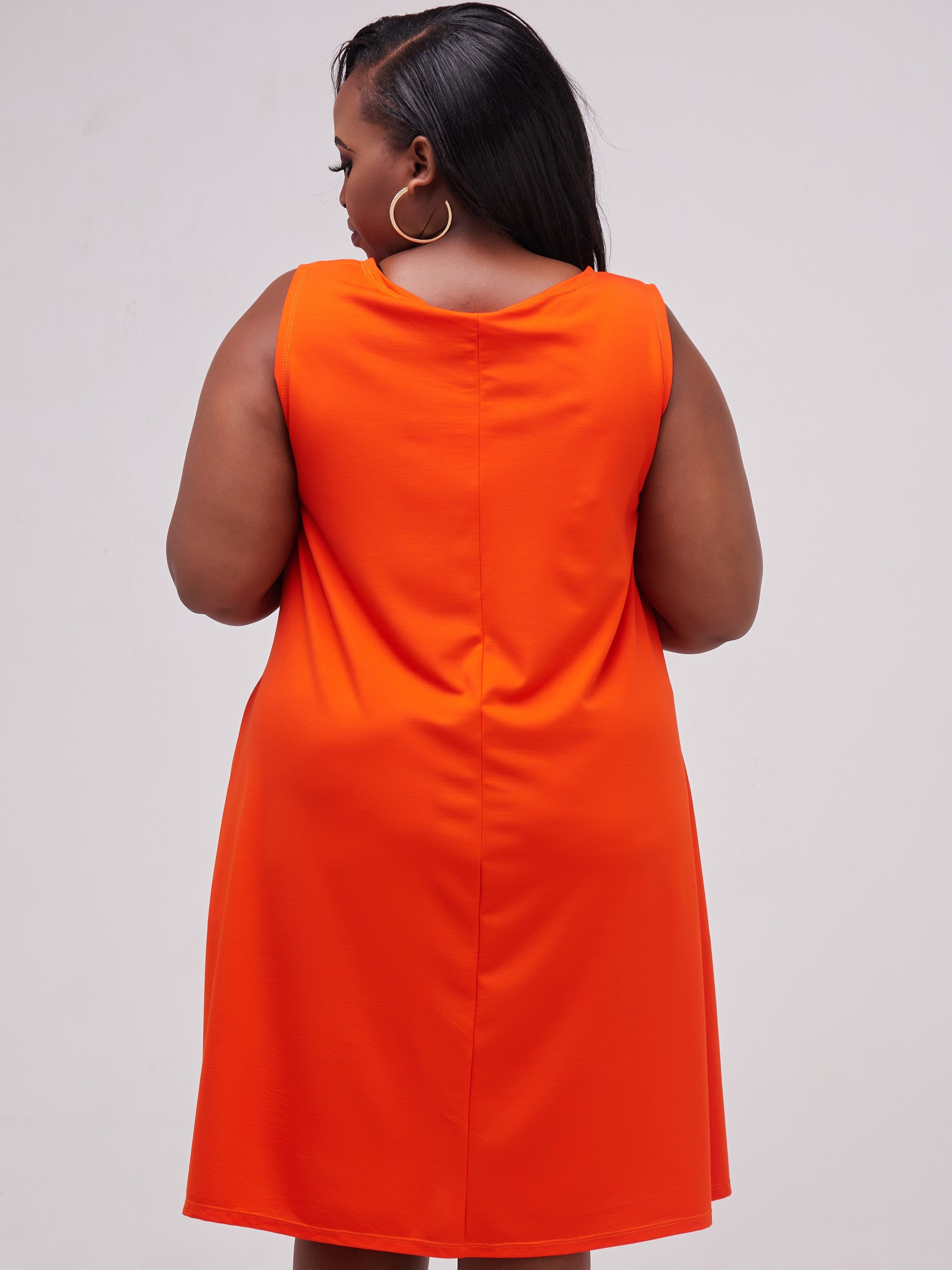 Vivo Basic Sleeveless Kena Tent Dress - Orange