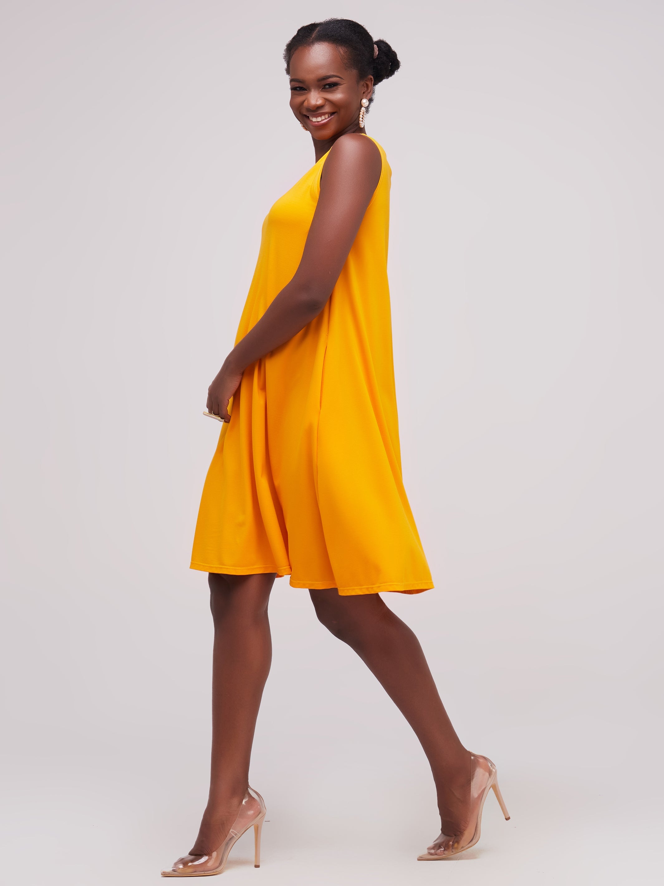 Vivo Basic Sleeveless Kena Tent Dress - Mustard