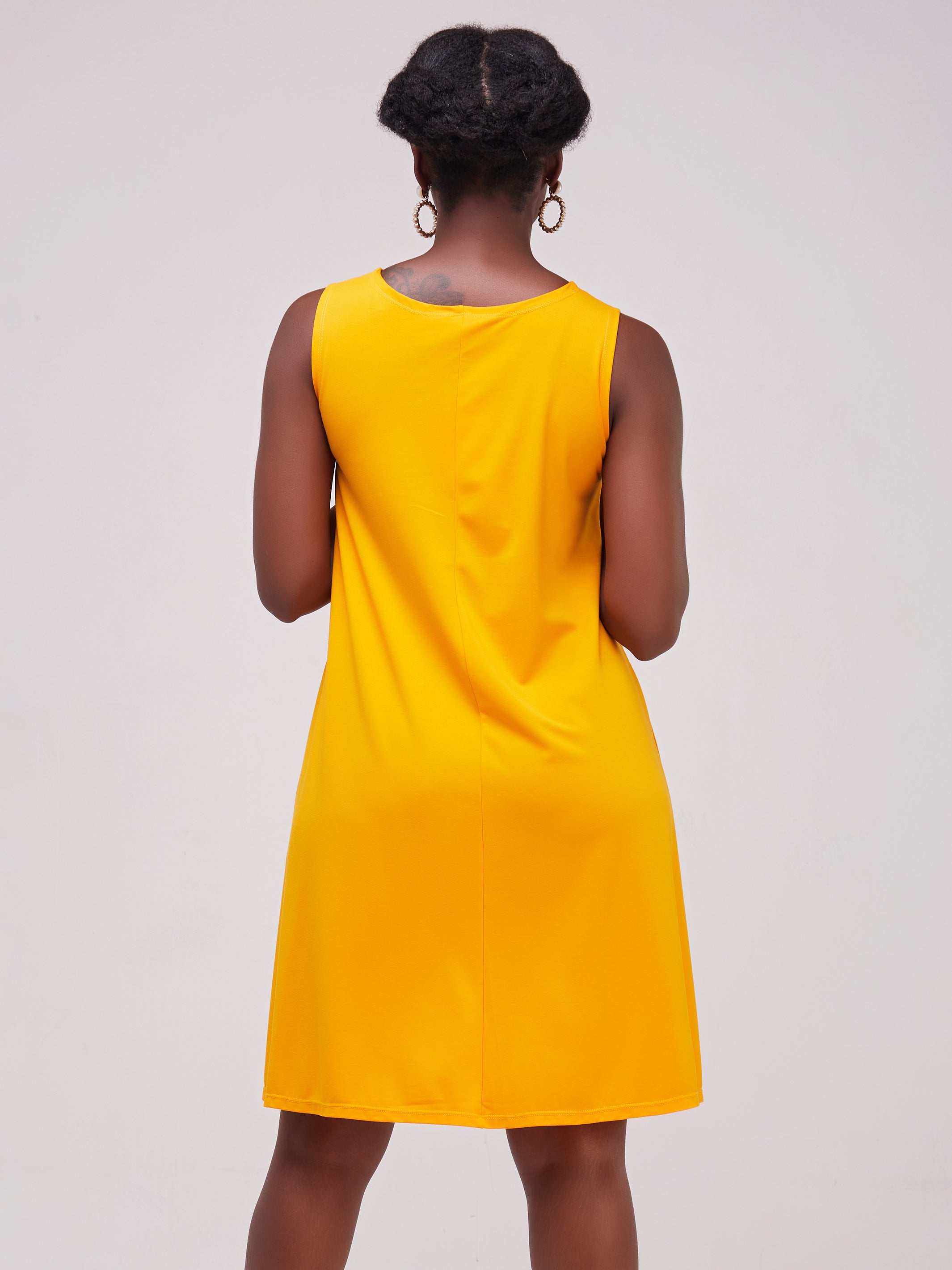 Vivo Basic Sleeveless Kena Tent Dress - Mustard