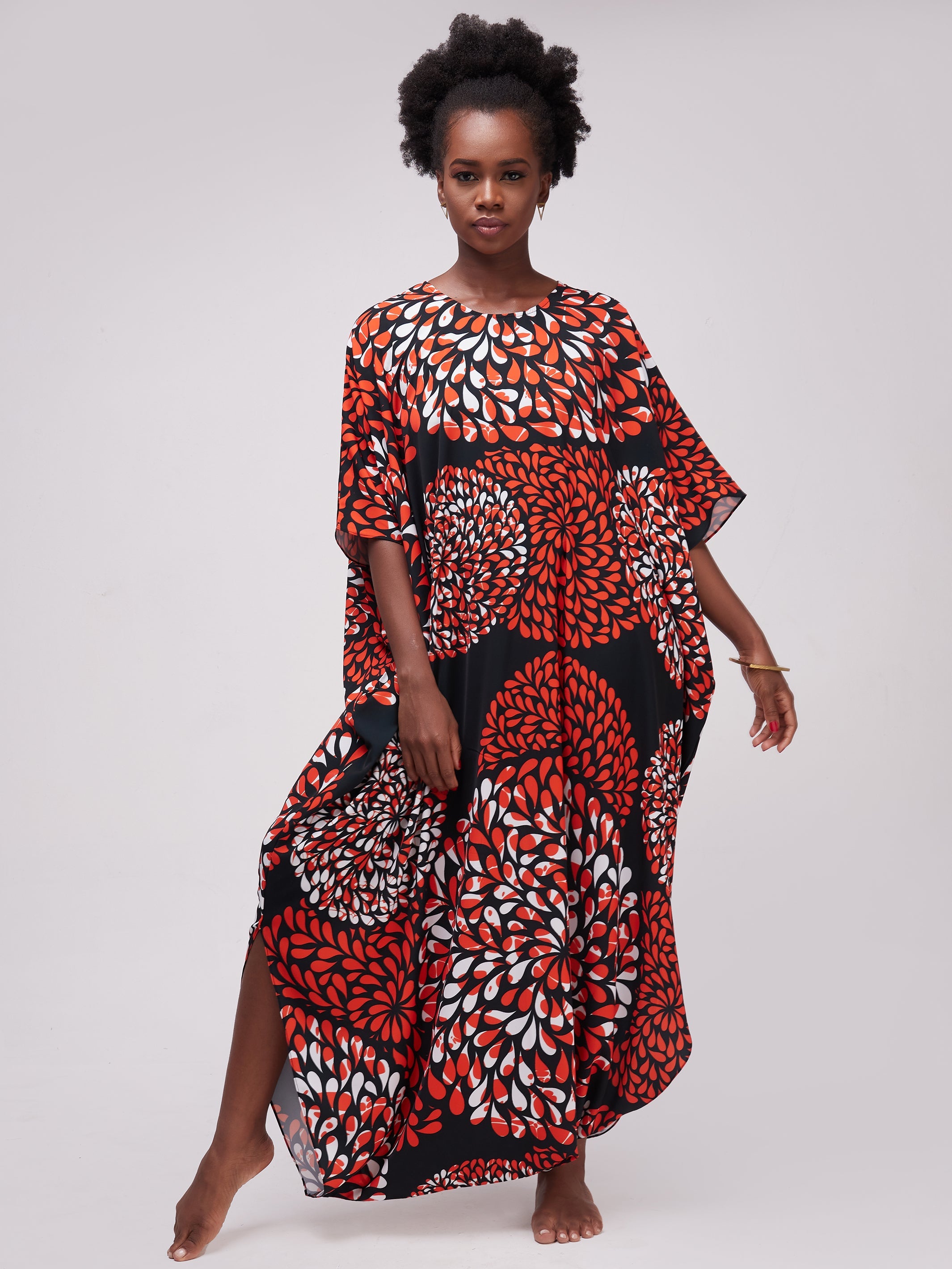 Vivo Alek Wide Jumpsuit - Orange / Black Print