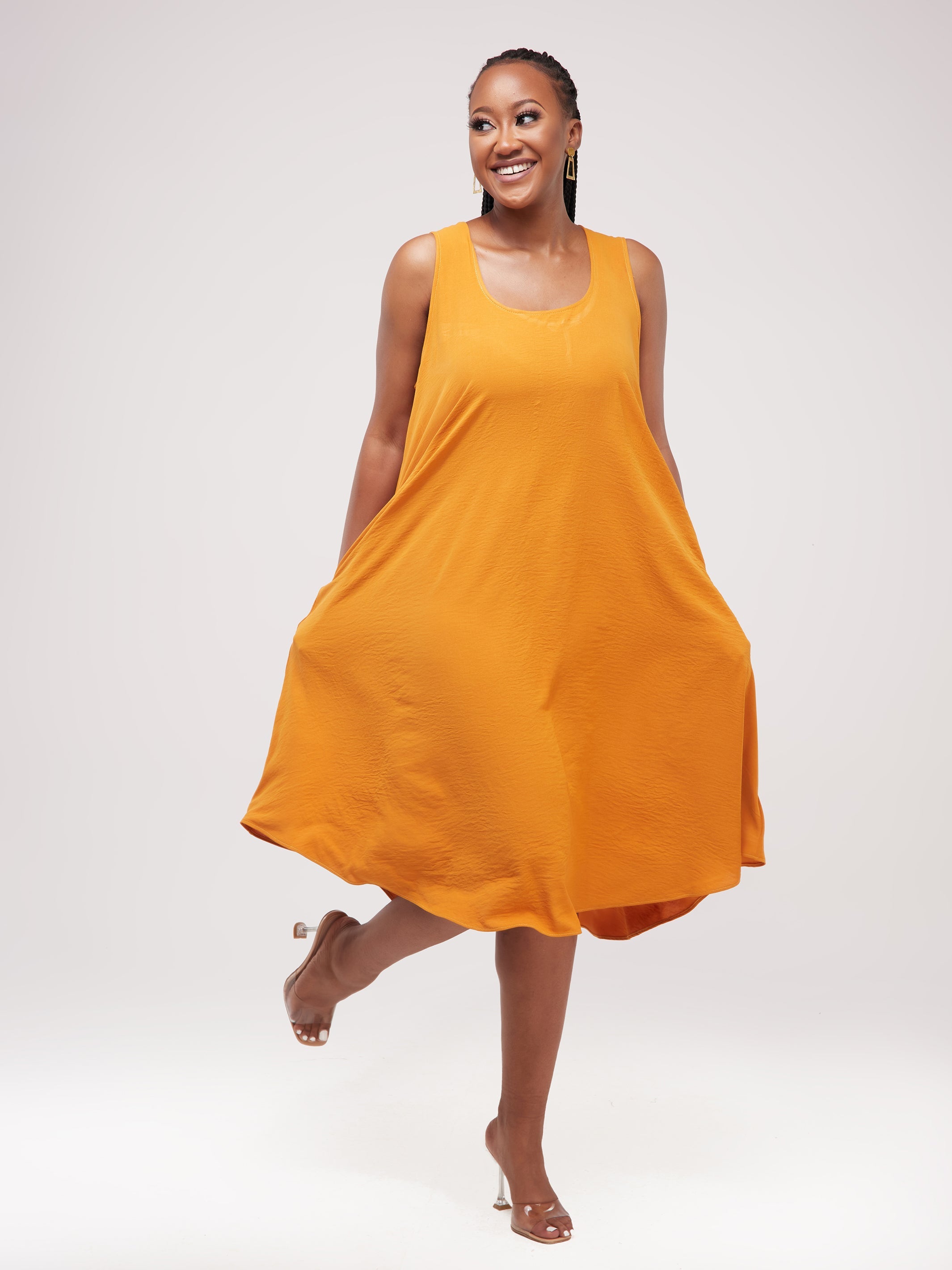 Vivo Dayo Sleeveless High-Low Dress - Mustard