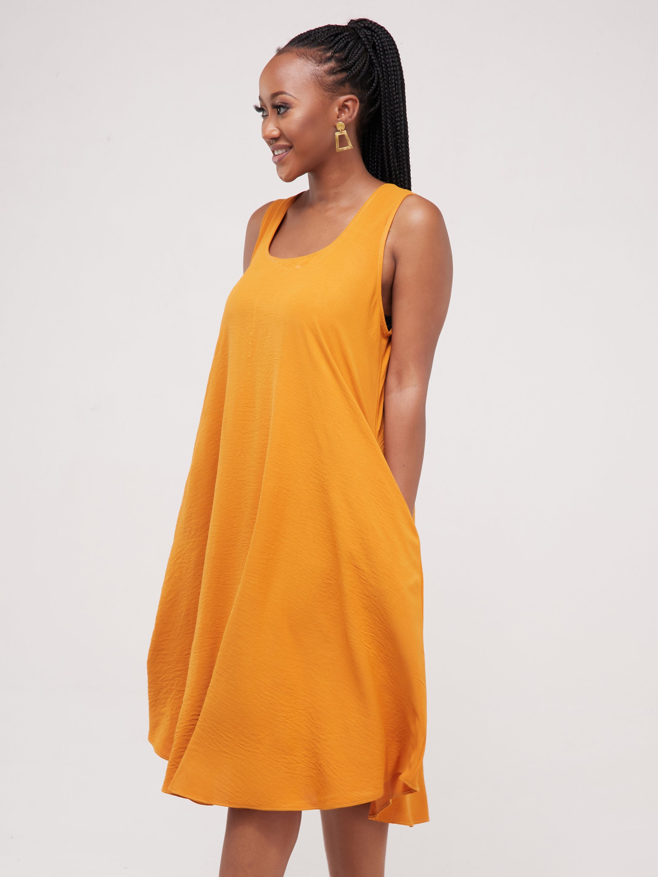 Vivo Dayo Sleeveless High-Low Dress - Mustard