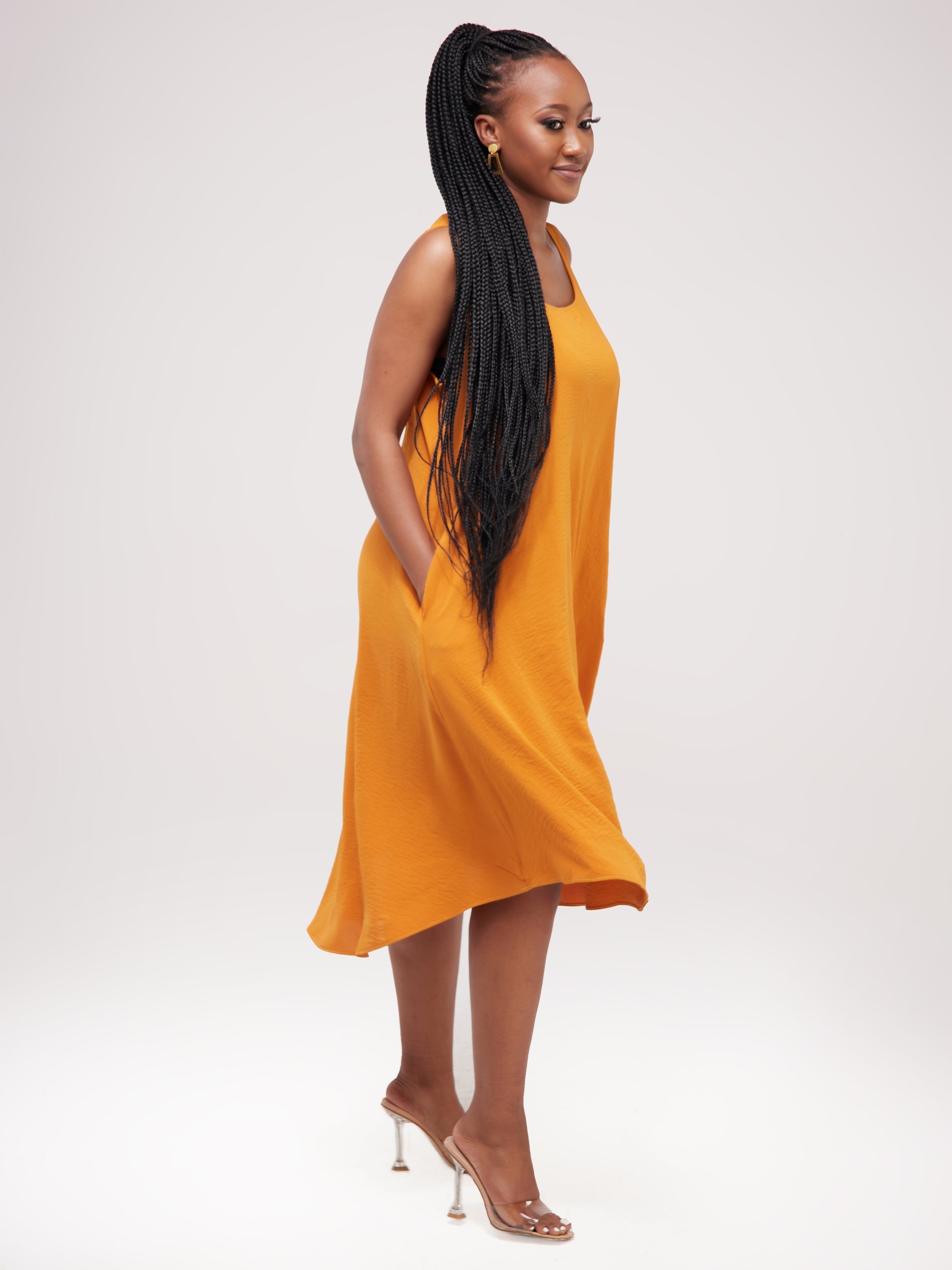 Vivo Dayo Sleeveless High-Low Dress - Mustard