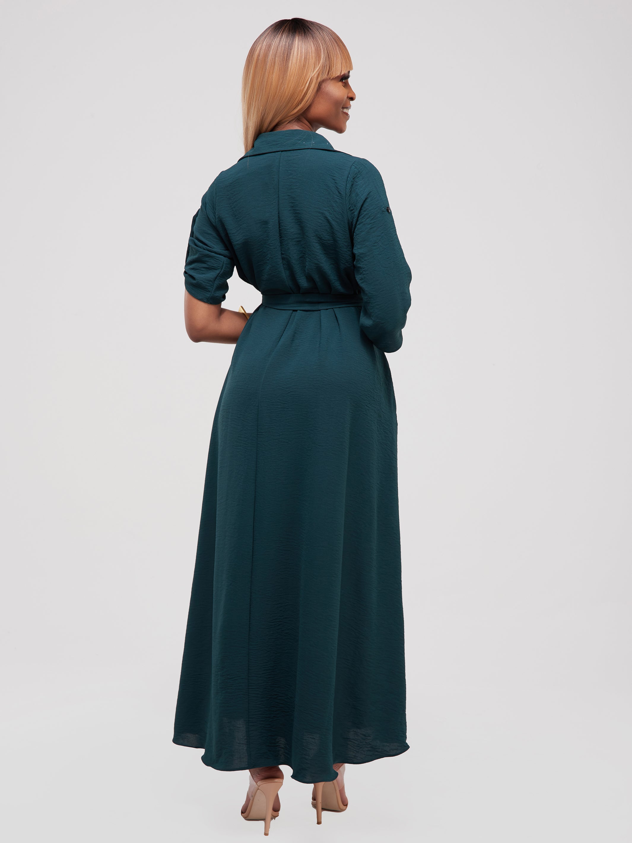 Vivo Dayo Maxi Shirt Dress - Dark Green