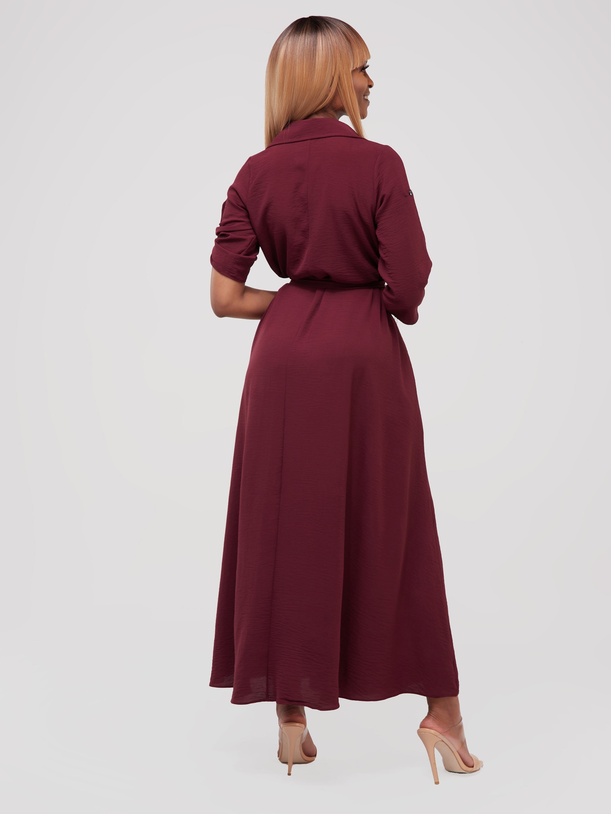 Vivo Dayo Maxi Shirt Dress - Maroon