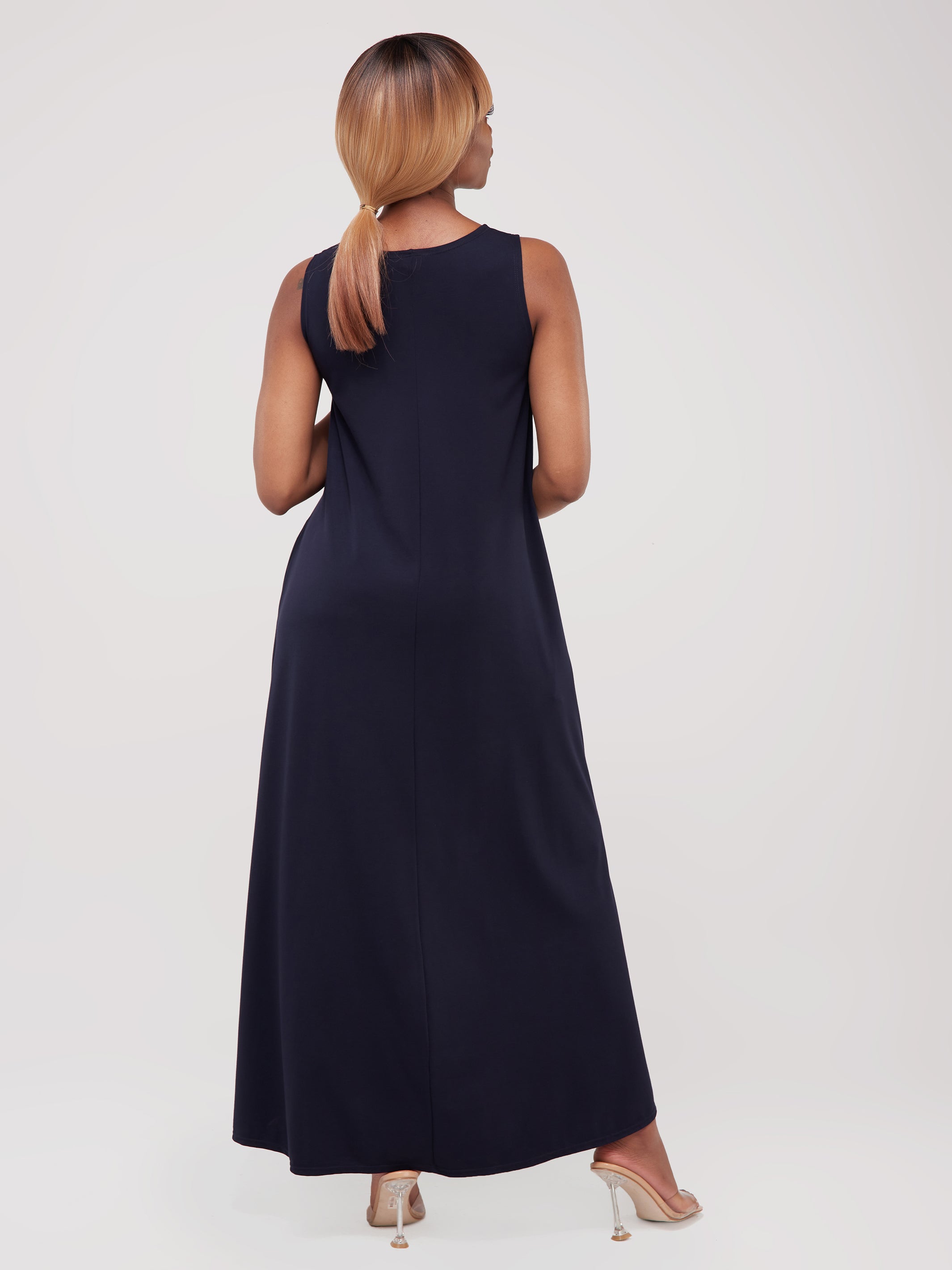 Vivo Basic Sleeveless Kena Tent Maxi Dress - Navy Blue