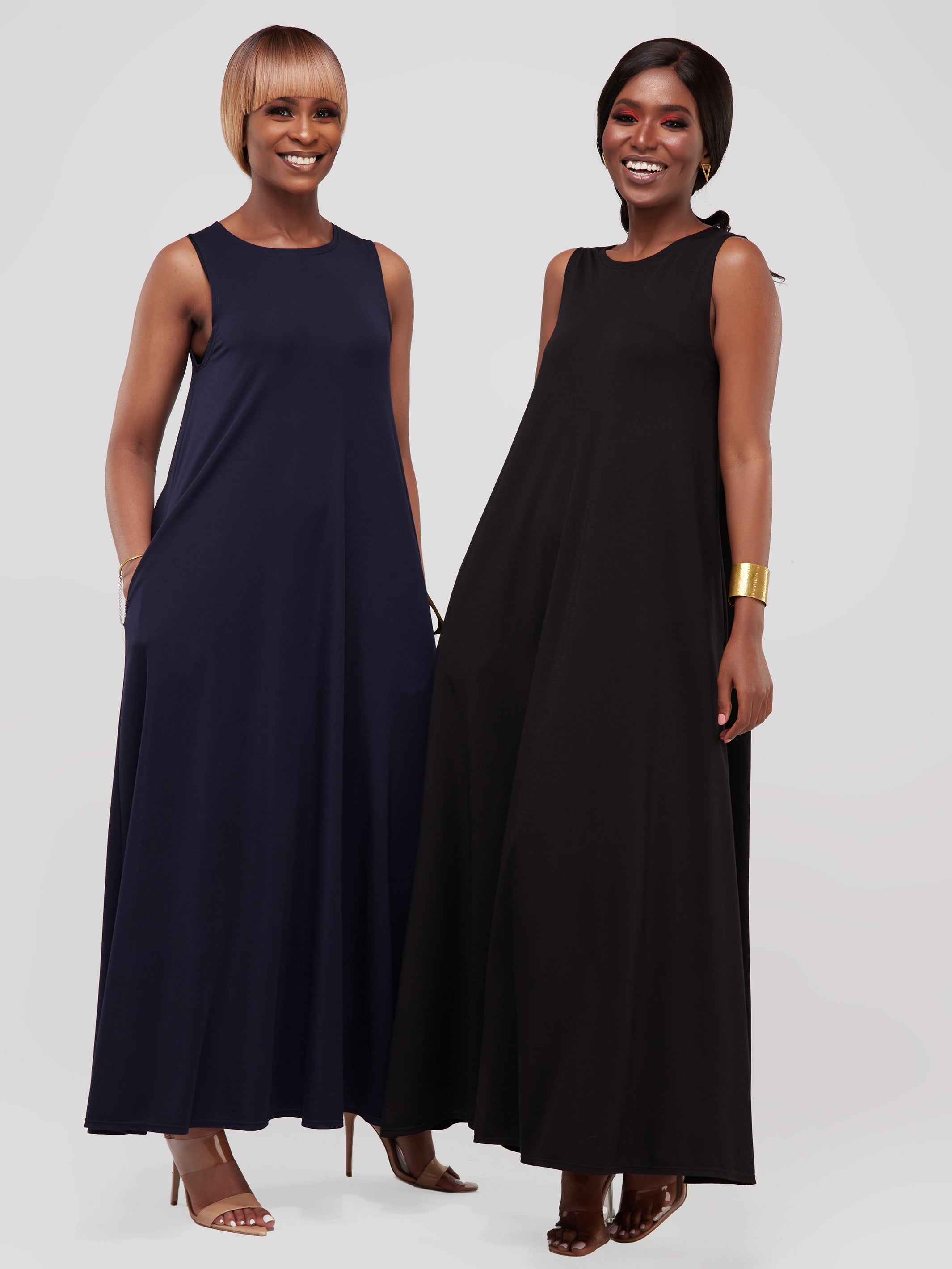 Vivo Basic Sleeveless Kena Tent Maxi Dress - Navy Blue