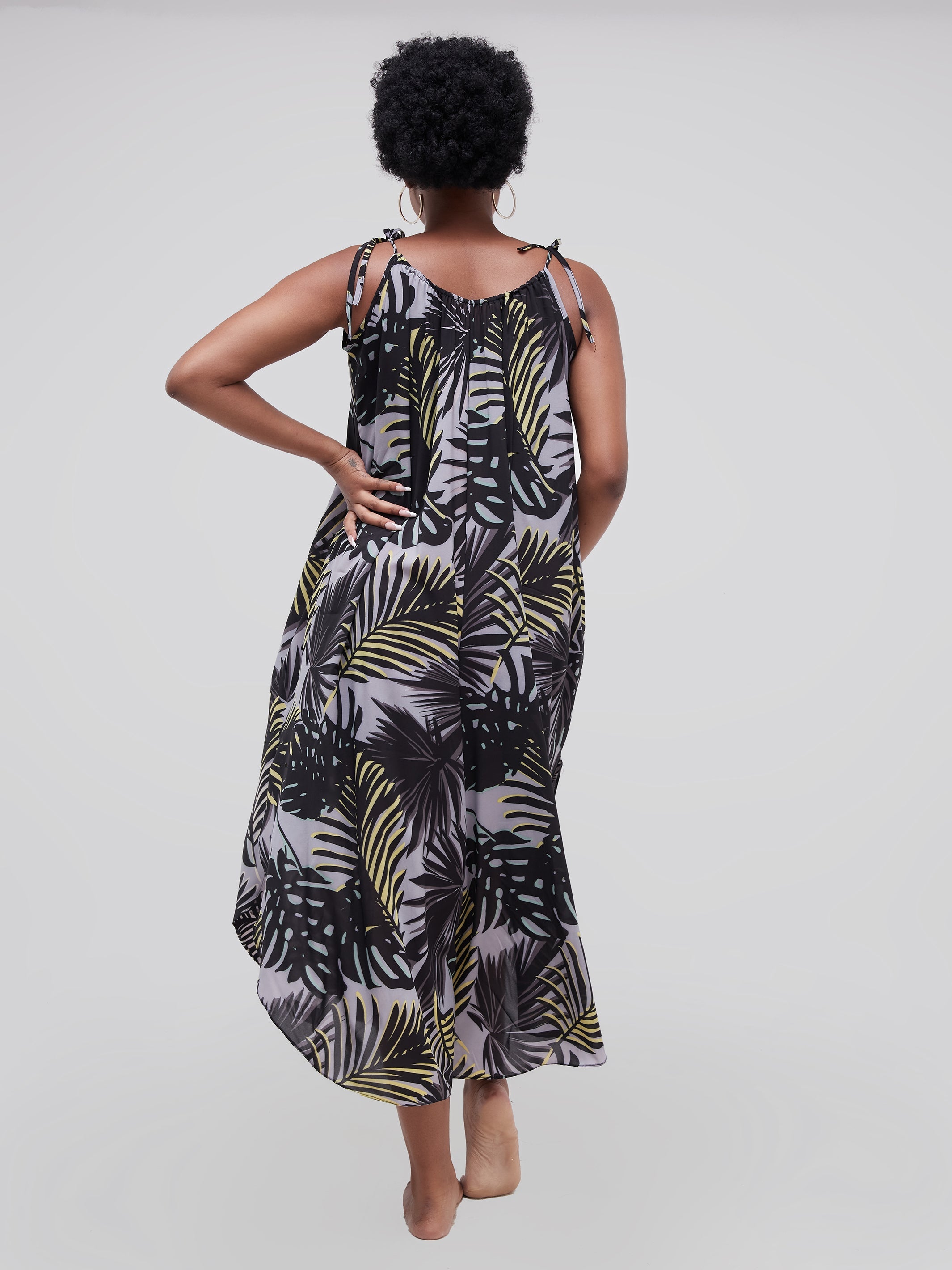 Safari Maisha Strappy Cullote Jumpsuit Coverup - Yellow / Black Print