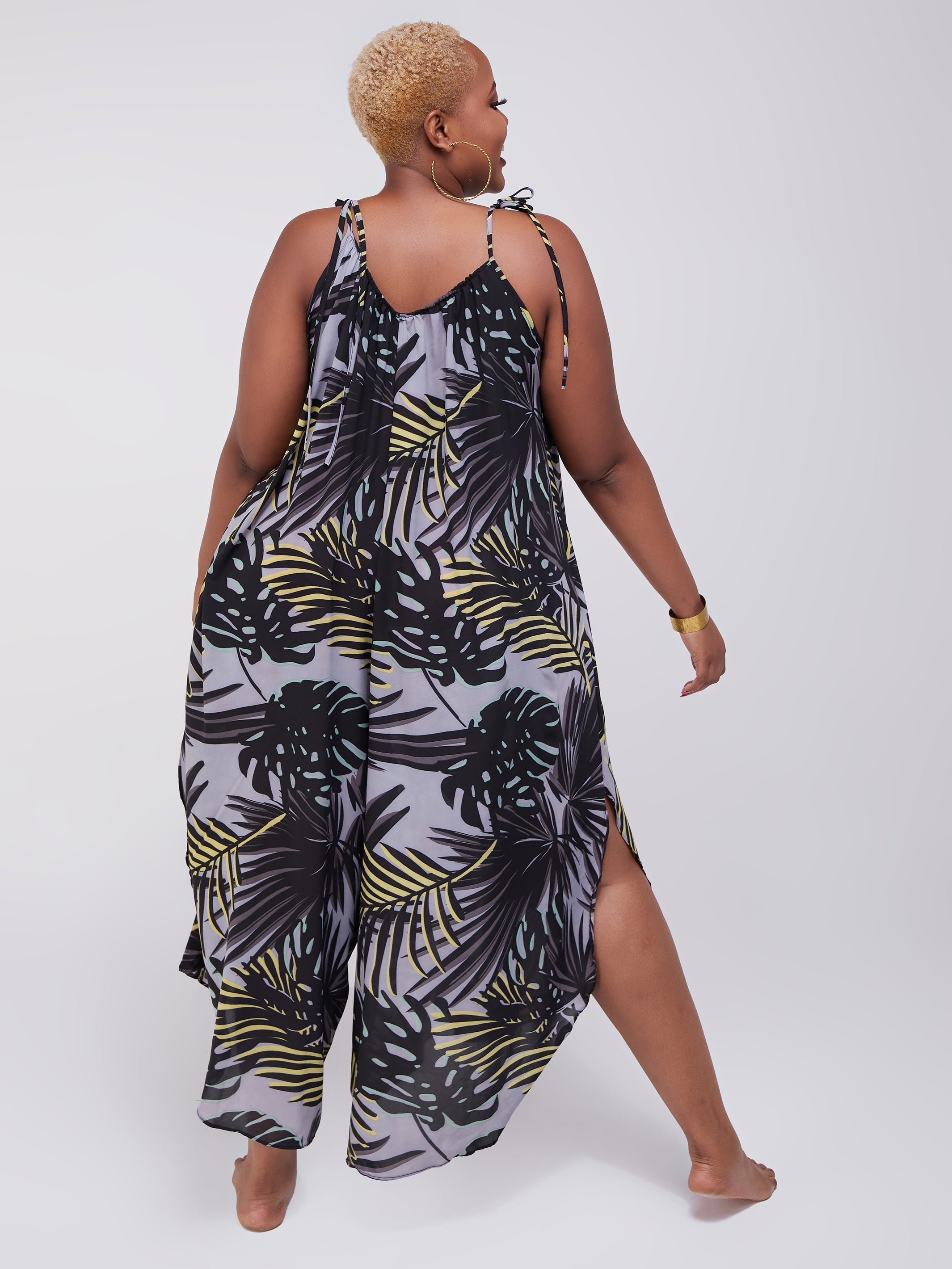 Safari Maisha Strappy Cullote Jumpsuit Coverup - Yellow / Black Print