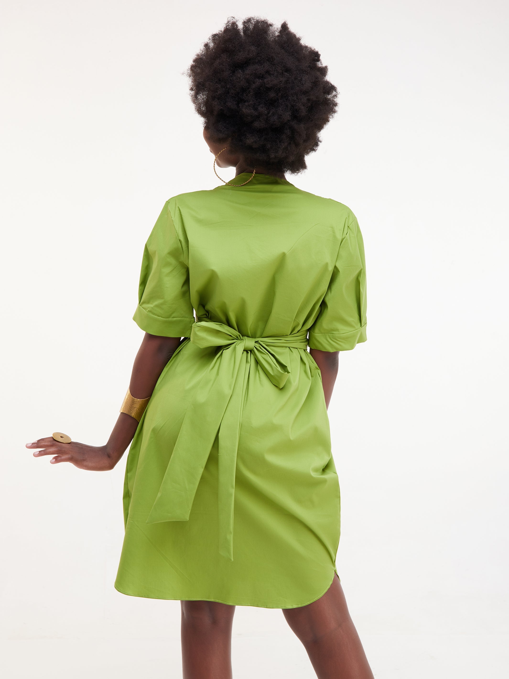 Safari Huru Short Sleeved Shirt Dress - Green