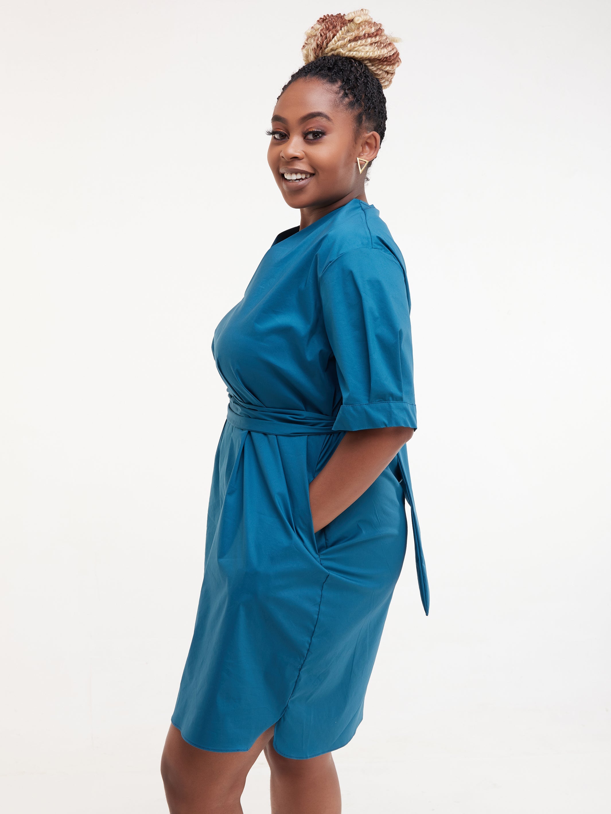 Safari Huru Short Sleeved Shirt Dress - Teal