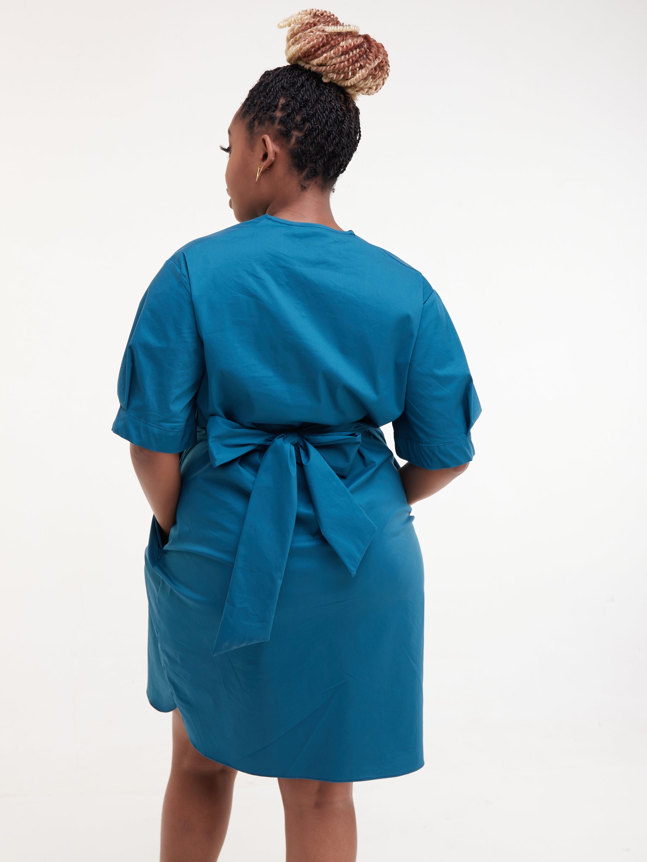 Safari Huru Short Sleeved Shirt Dress - Teal