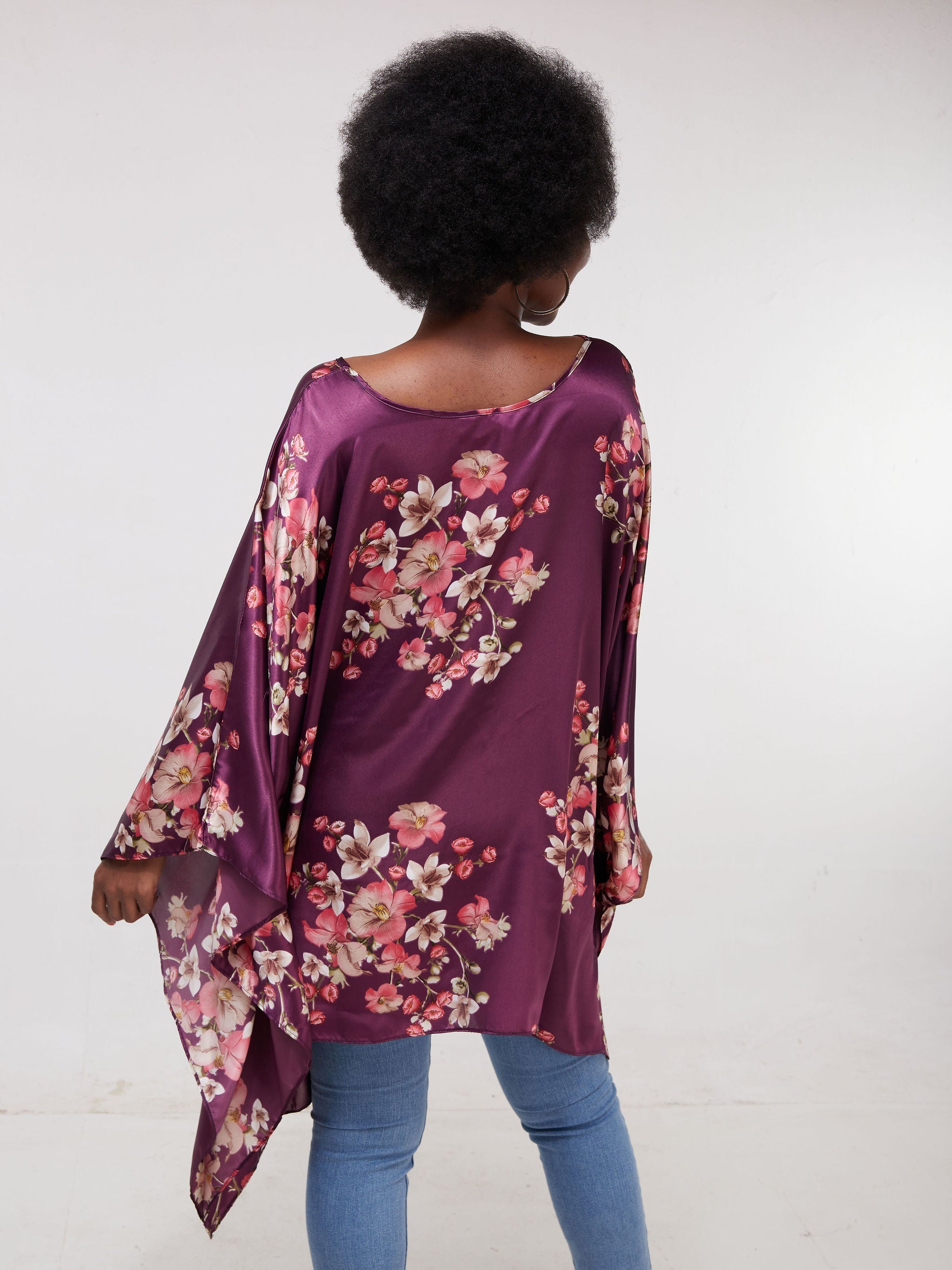 Vivo Sierra Tunic Kaftan Top - Purple Floral Print