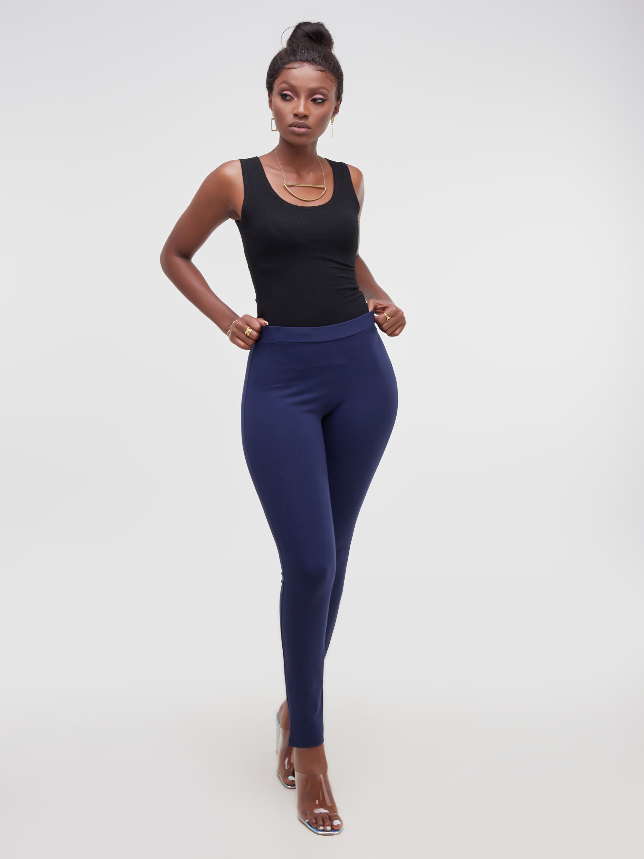 Vivo Faraji Side Slit Leisure Pant - Navy Blue