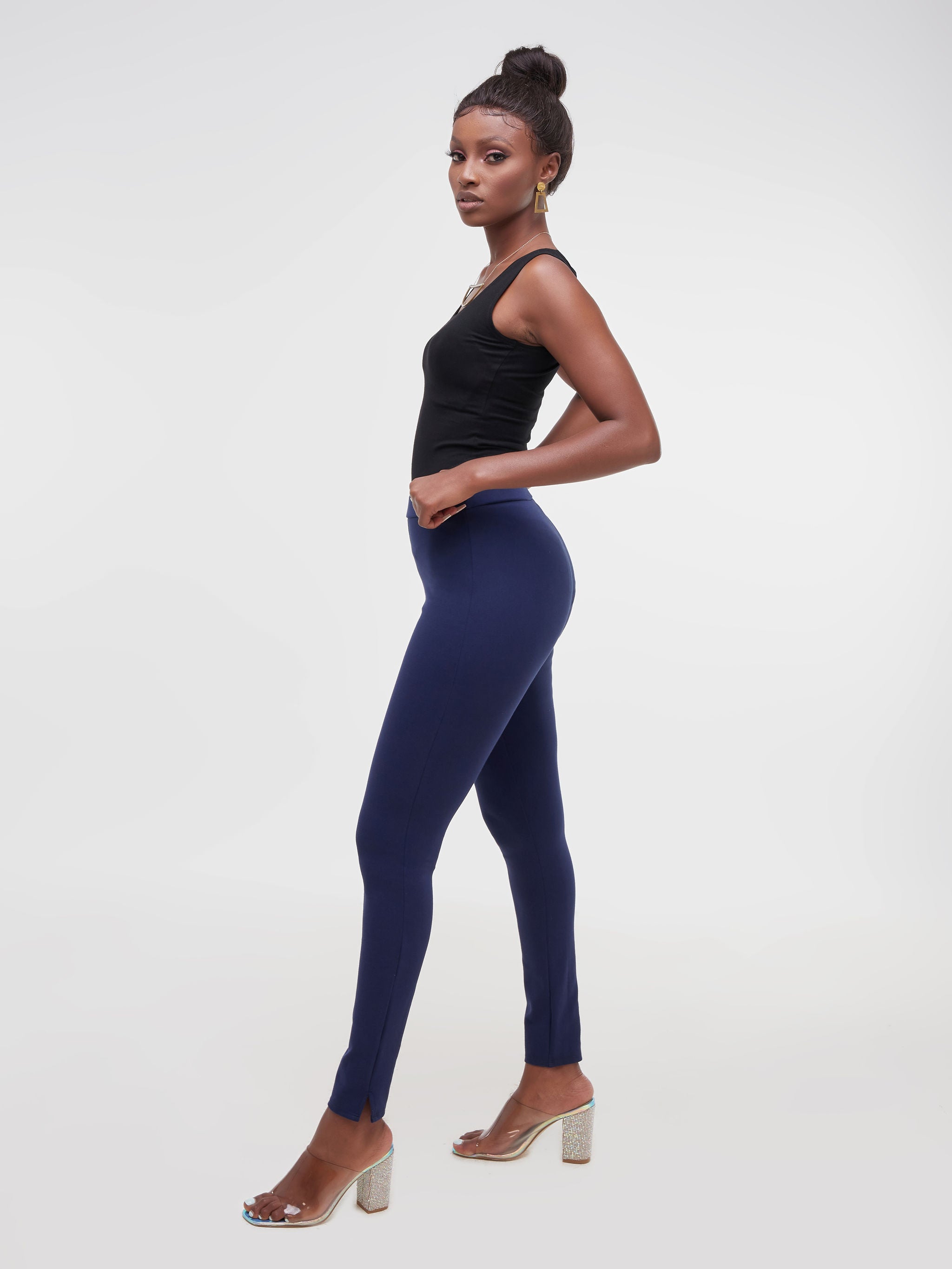 Vivo Faraji Side Slit Leisure Pant - Navy Blue