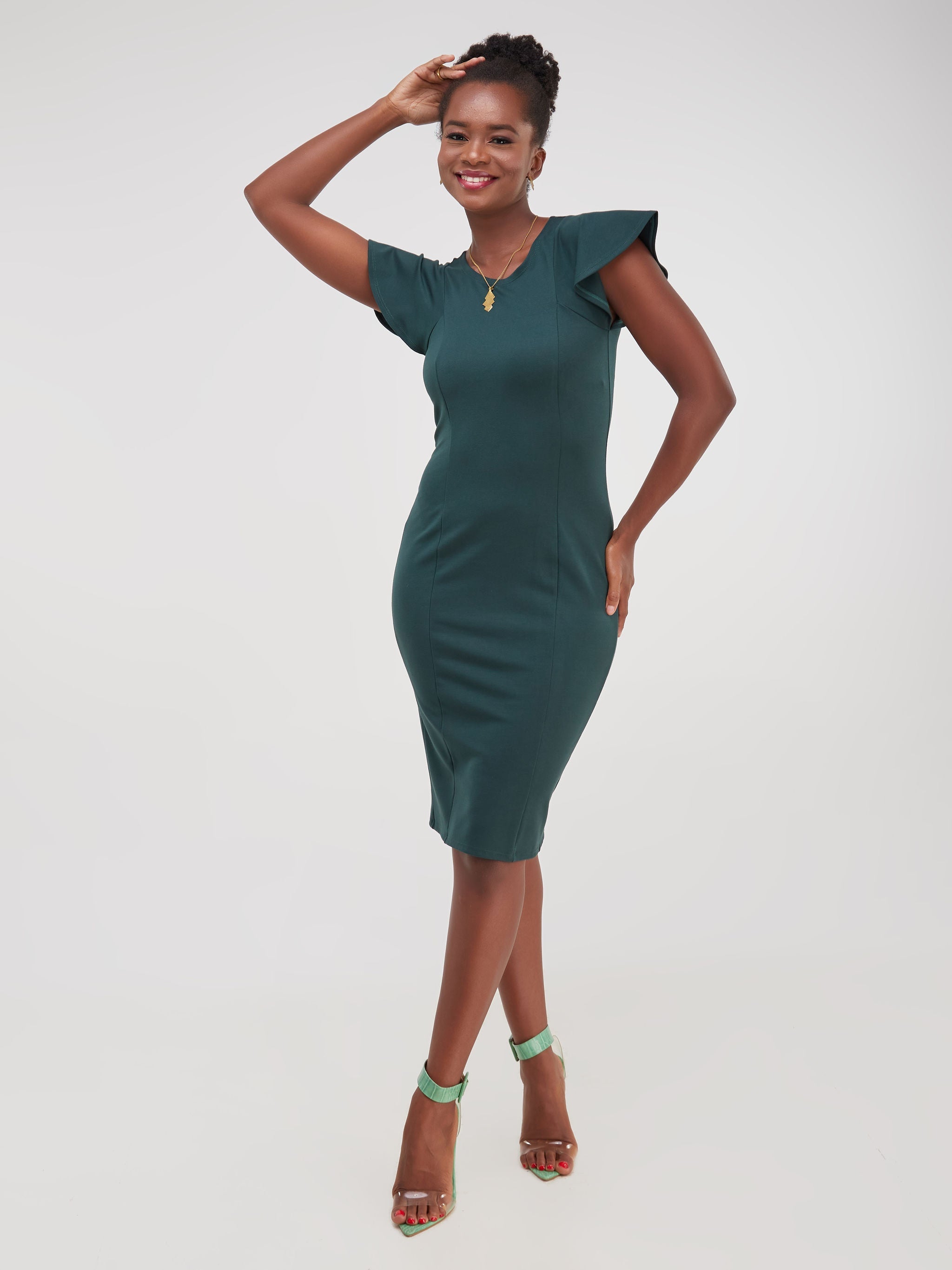 Vivo Faraji Panel Sheath Dress - Dark Green